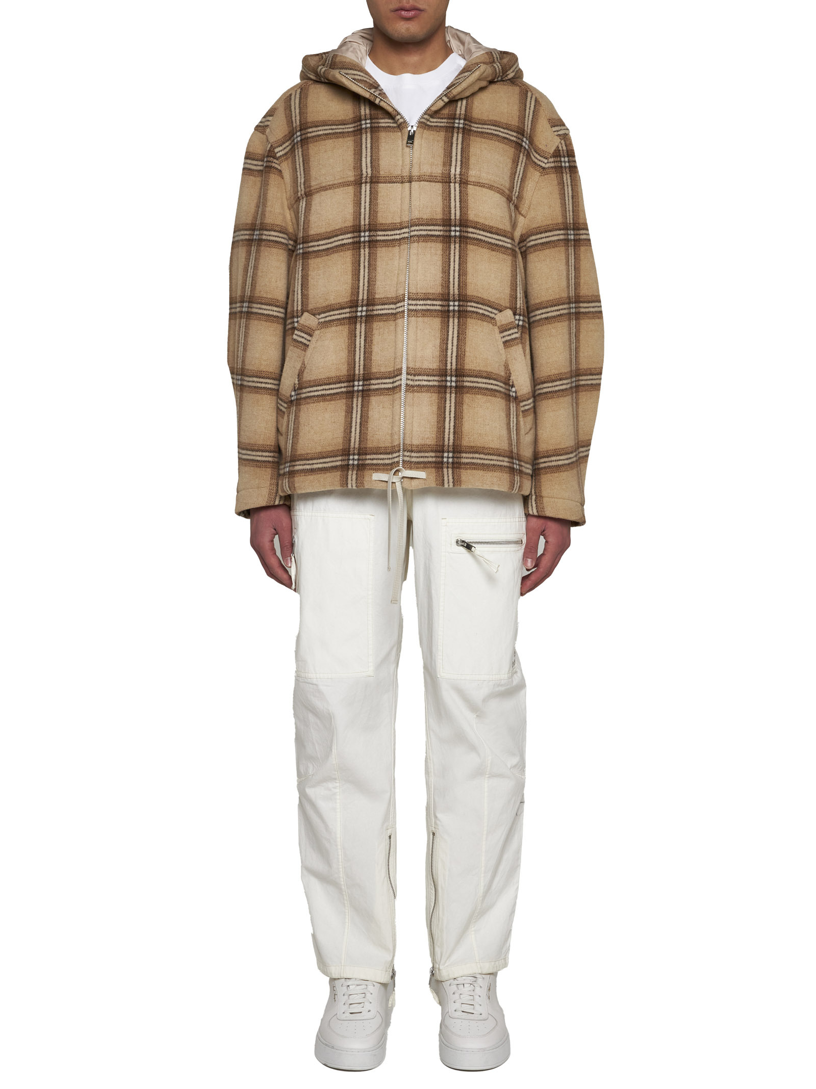 Isabel Marant Checked Hooded Drawstring-trim Jacket In Brown