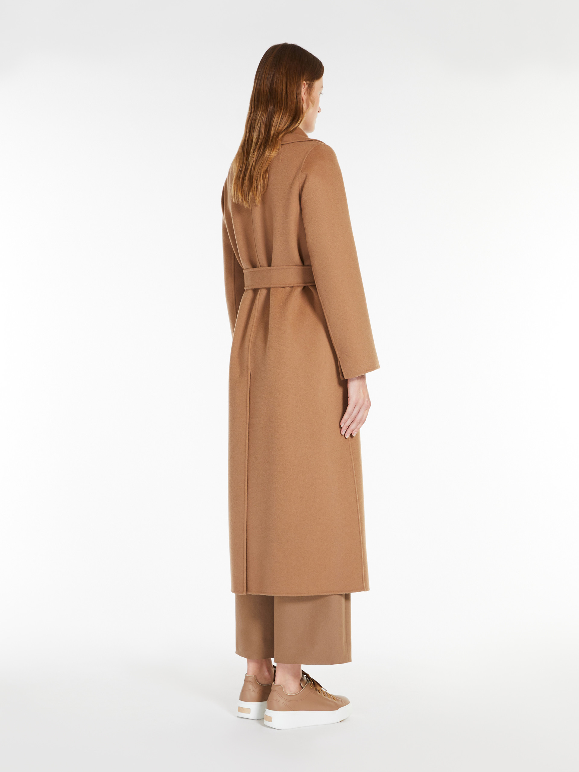 Max Mara Wool Broadcloth Midi Coat In Brown