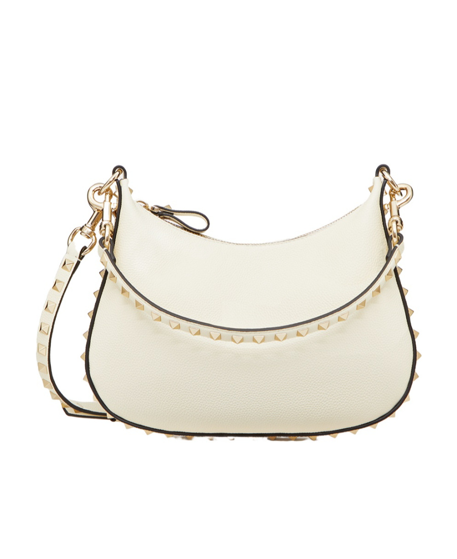 Valentino Garavani Small Rockstud Shoulder Bag In White