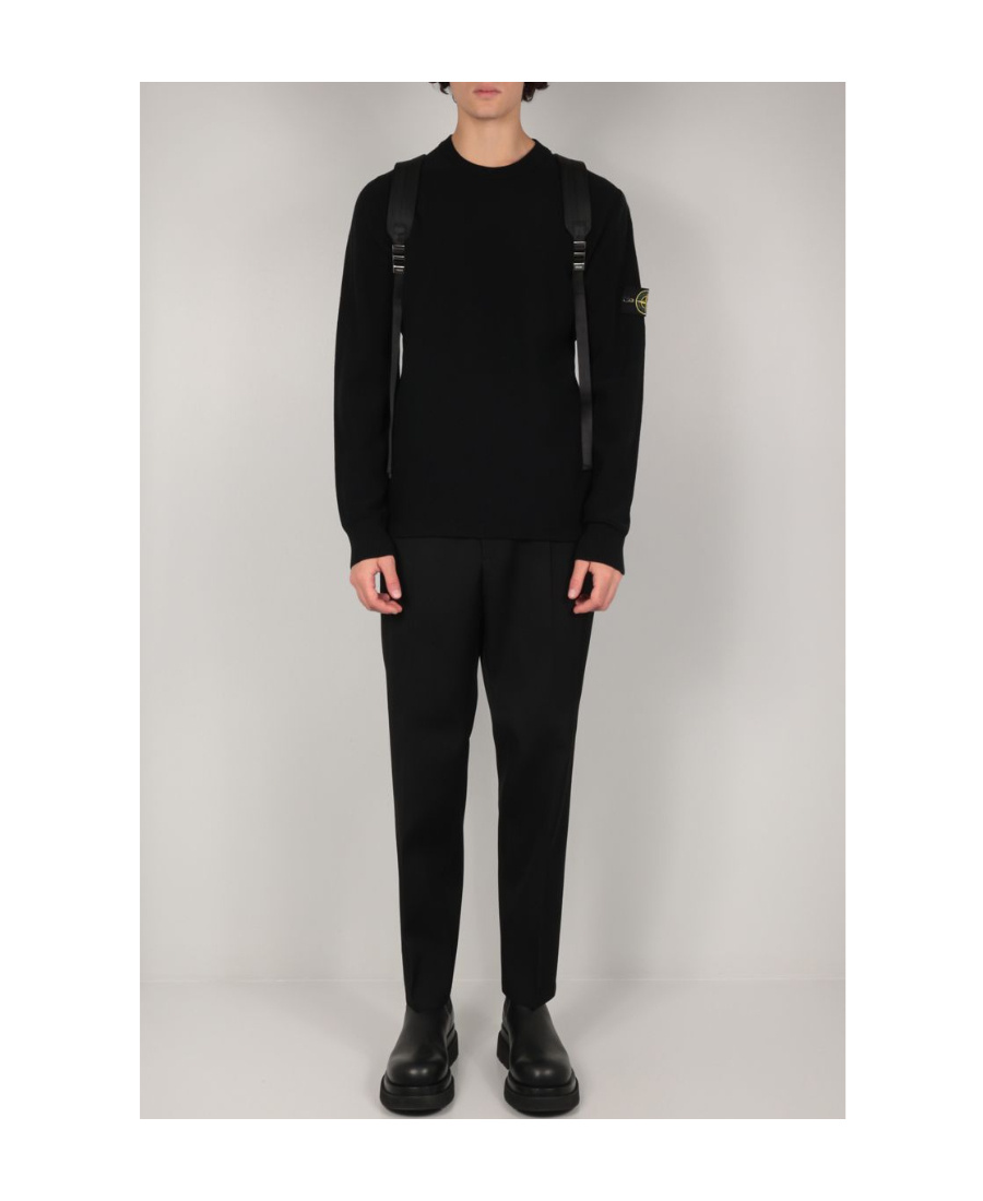 Shop Stone Island Compass-patch Crewneck Jumper In Black