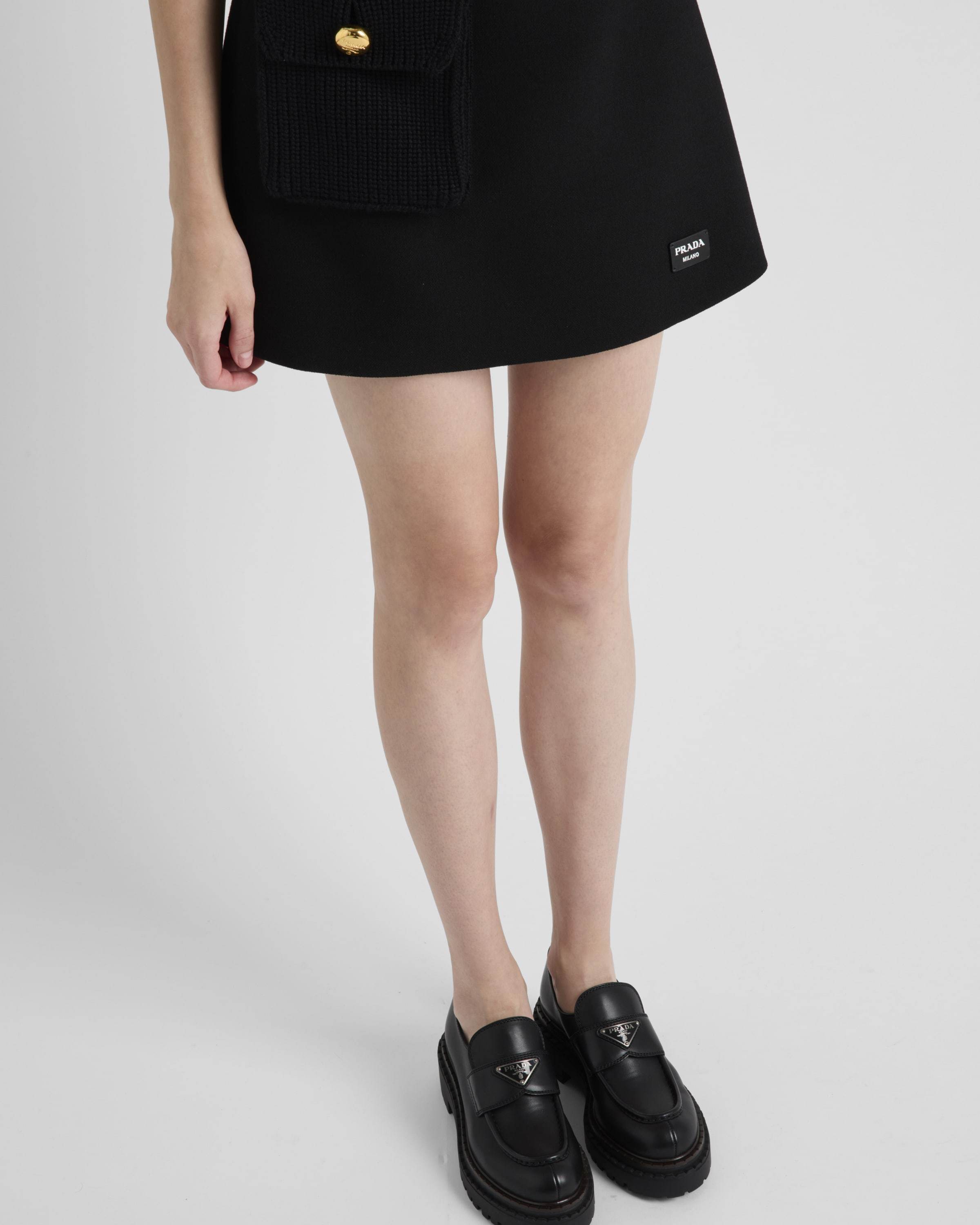 Prada Chocolate Black Brushed Leather Moccasin Women