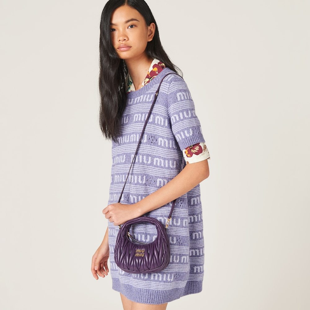 Miu Miu Mini Wander Quilted Leather Hobo Bag In Black