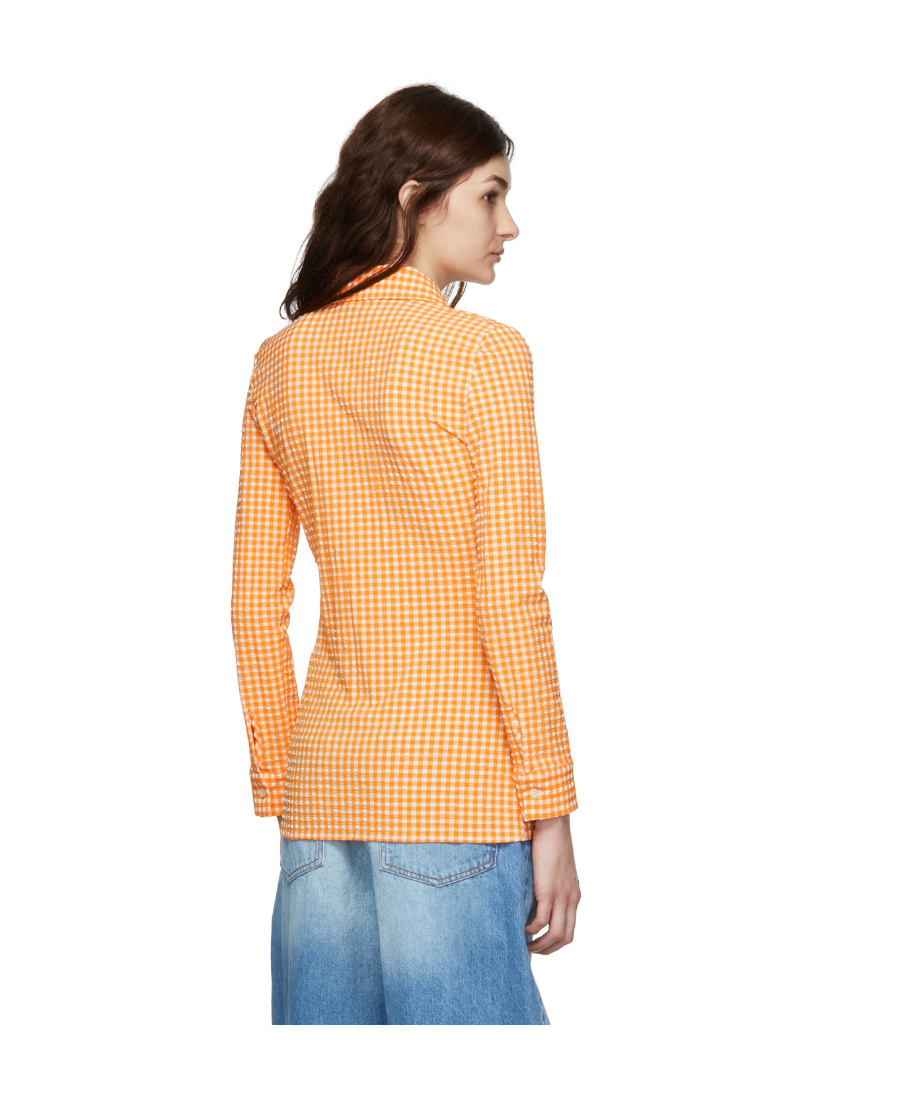 Msgm Checkered Shirt In Orange