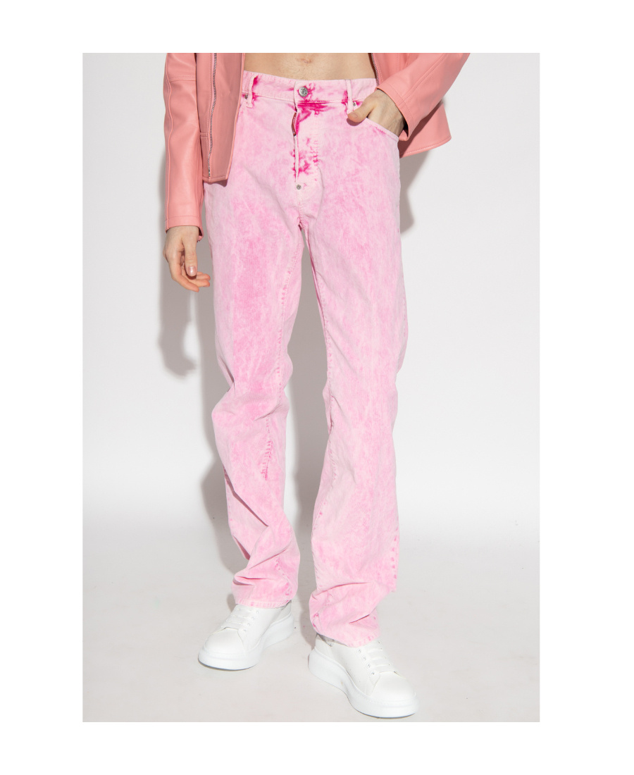 Dsquared2 Tie-dye Print Straight Trousers In Pink