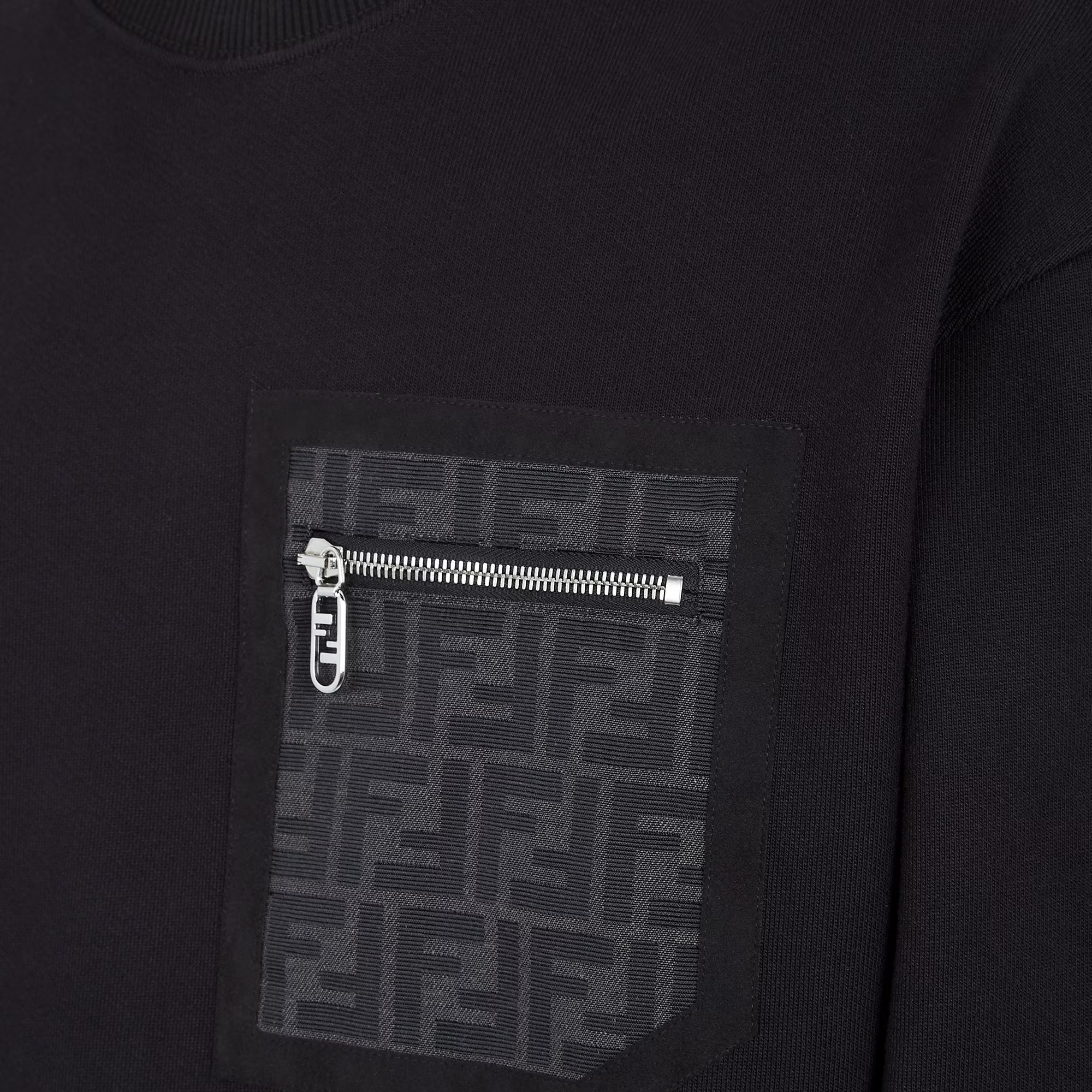 Fendi Regular Fit Wool Blend Pullover With Pockets In Black