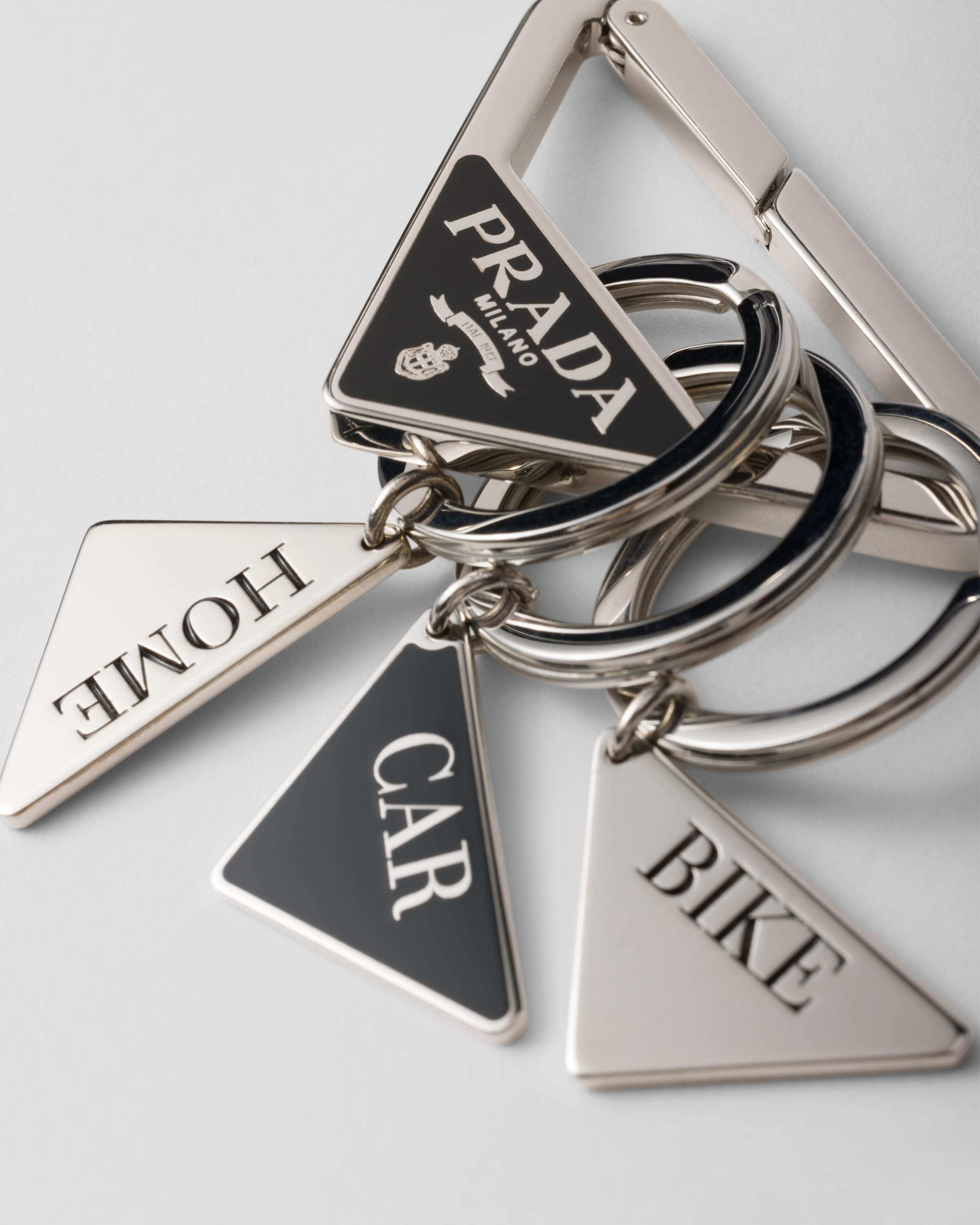 Prada Triangle Keyring In Multi