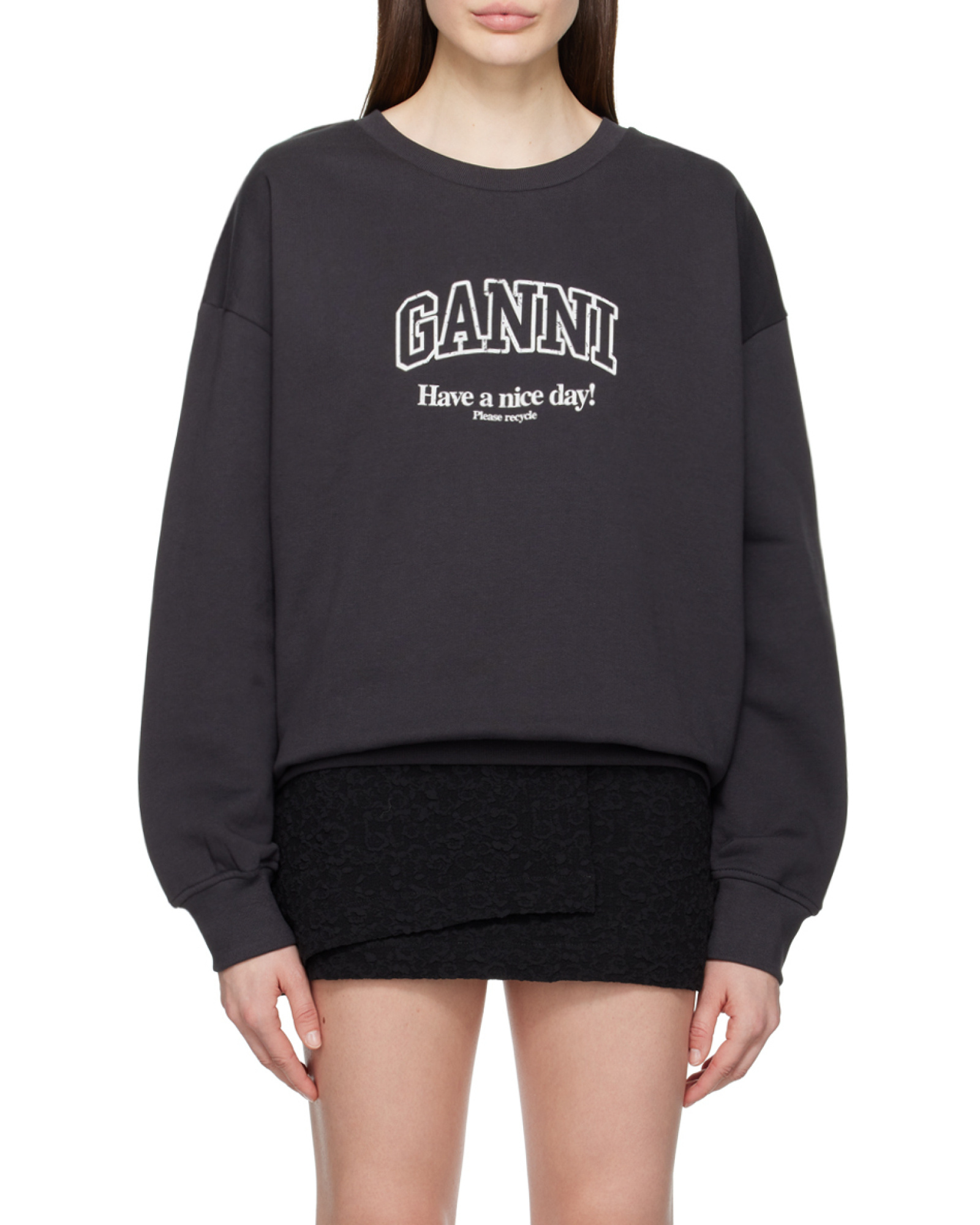 Ganni Dark Grey Isoli Oversized Sweatshirt