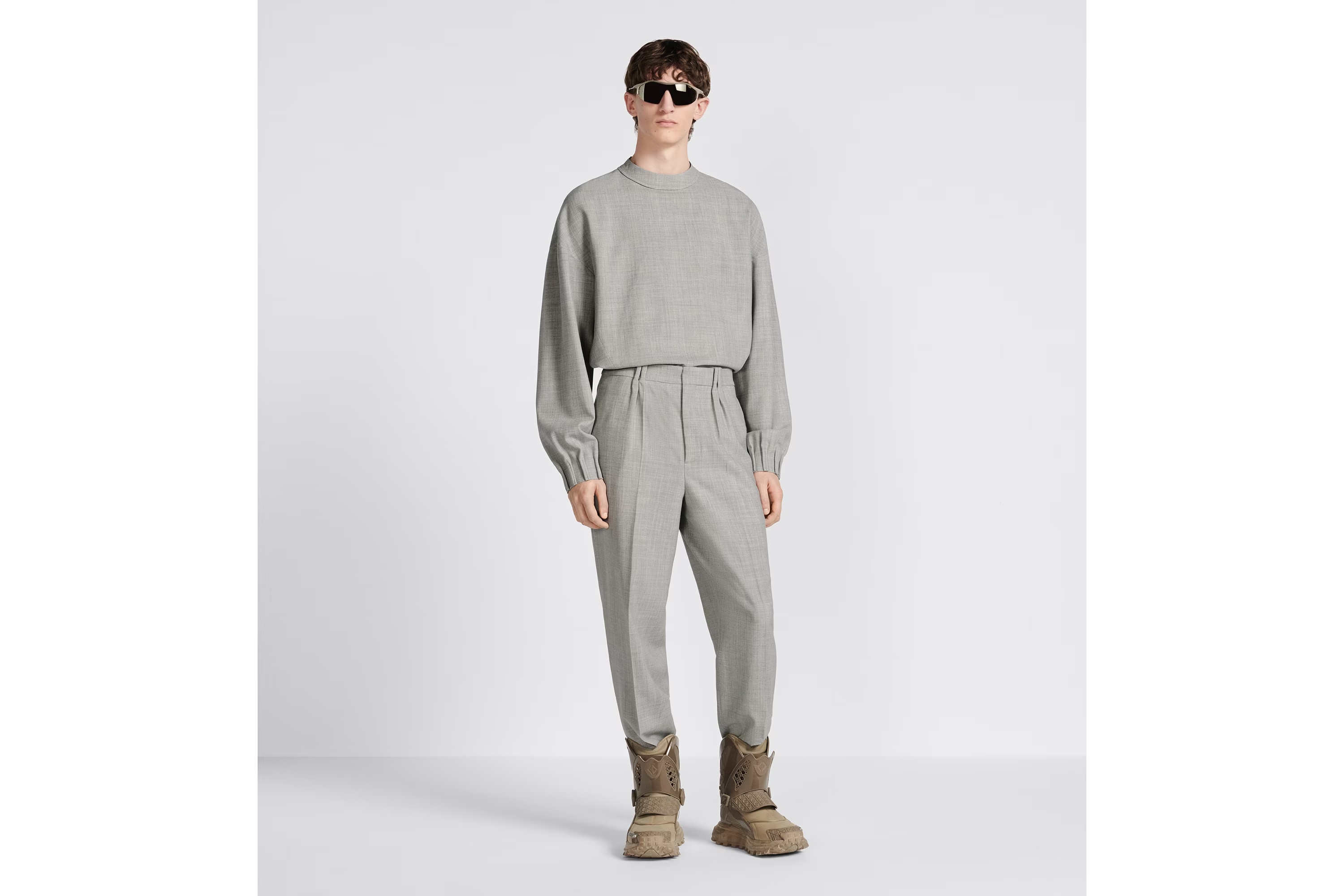Dior Pleated Casual Pants In Gray