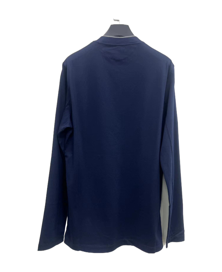 Brunello Cucinelli T-shirt With Round Neck And Long Sleeves In Blue