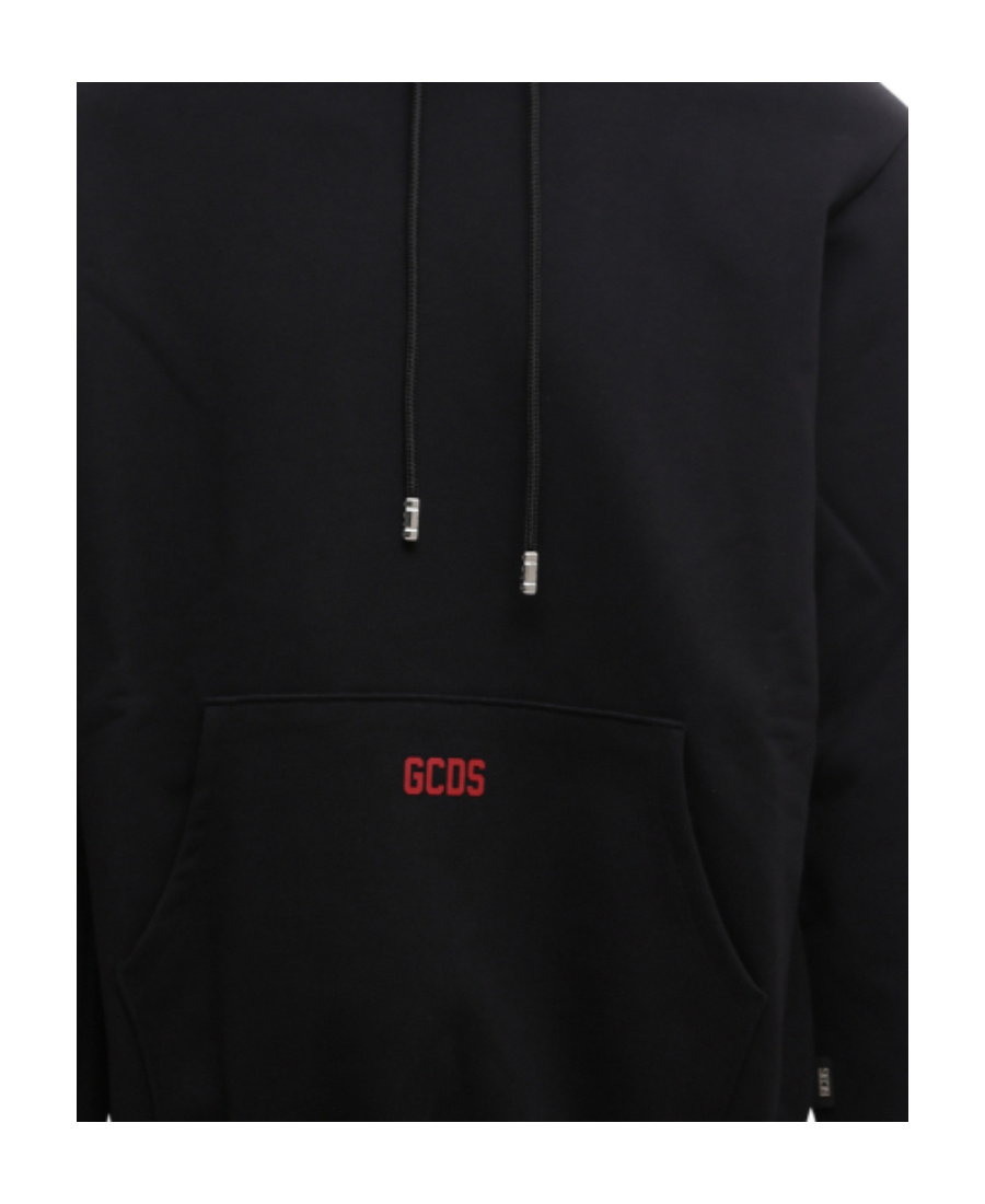 Gcds Eco Logo Print Regular Hoodie In Black