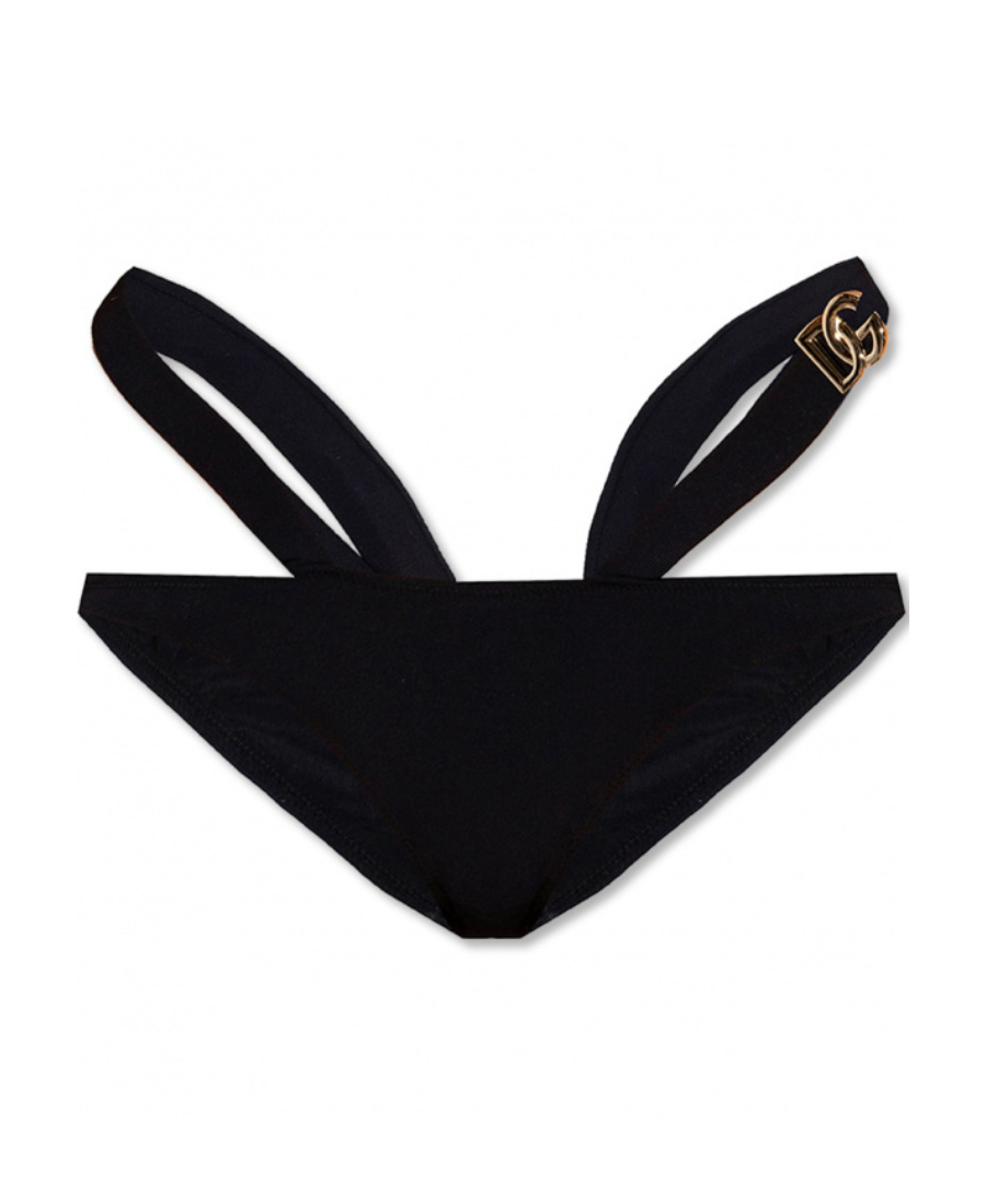DOLCE & GABBANA CUT-OUT LOGO-PLAQUE SWIM BRIEFS