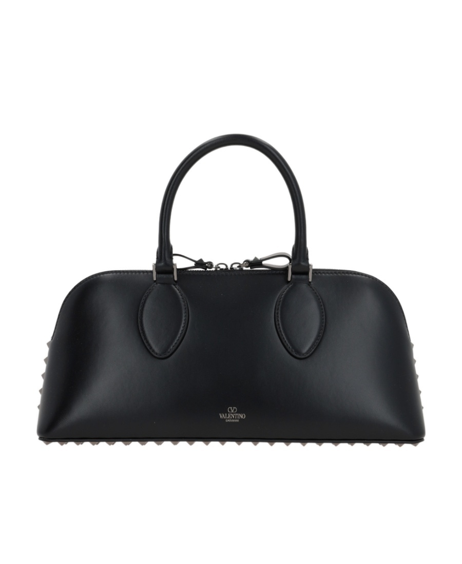 Valentino Rockstud Leather Tote Bag In Black