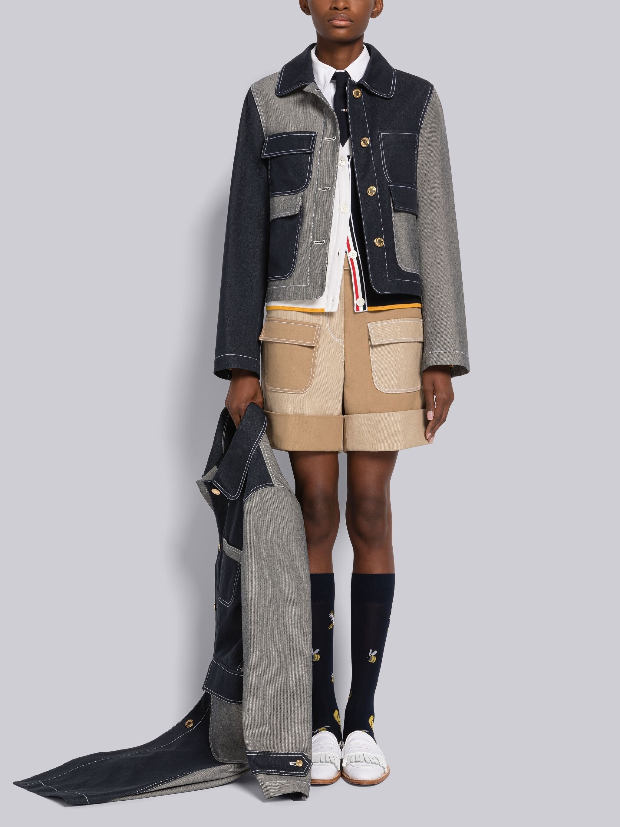 Thom Browne Multi-panel Single-breasted Blazer In Black