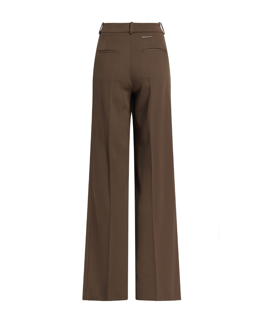 Shop Calvin Klein Wool Wide-legged Casual Trousers In Green