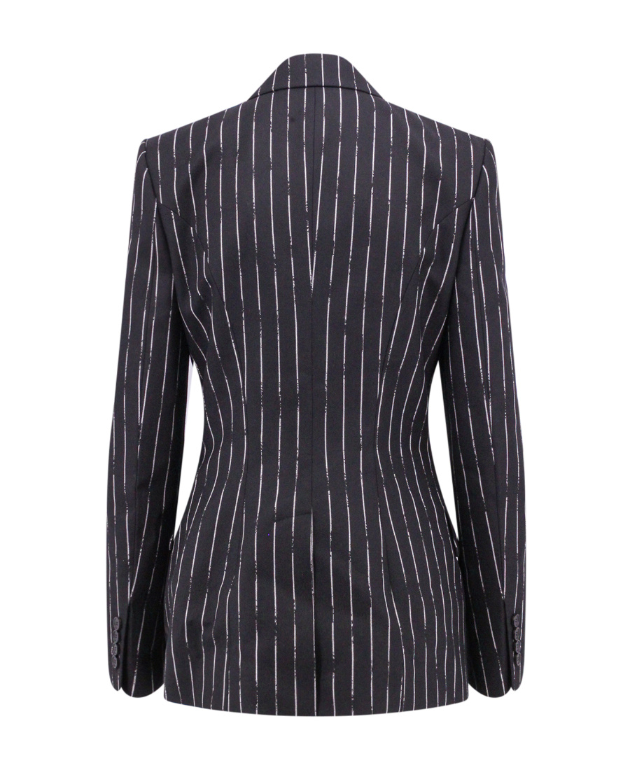 Alexander Mcqueen Pinstripe Tailored Jacket With Double-breasted Front In Black