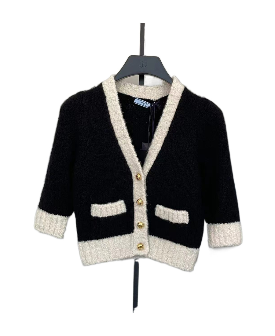 Prada V-neck Long-sleeved Sweater In Black
