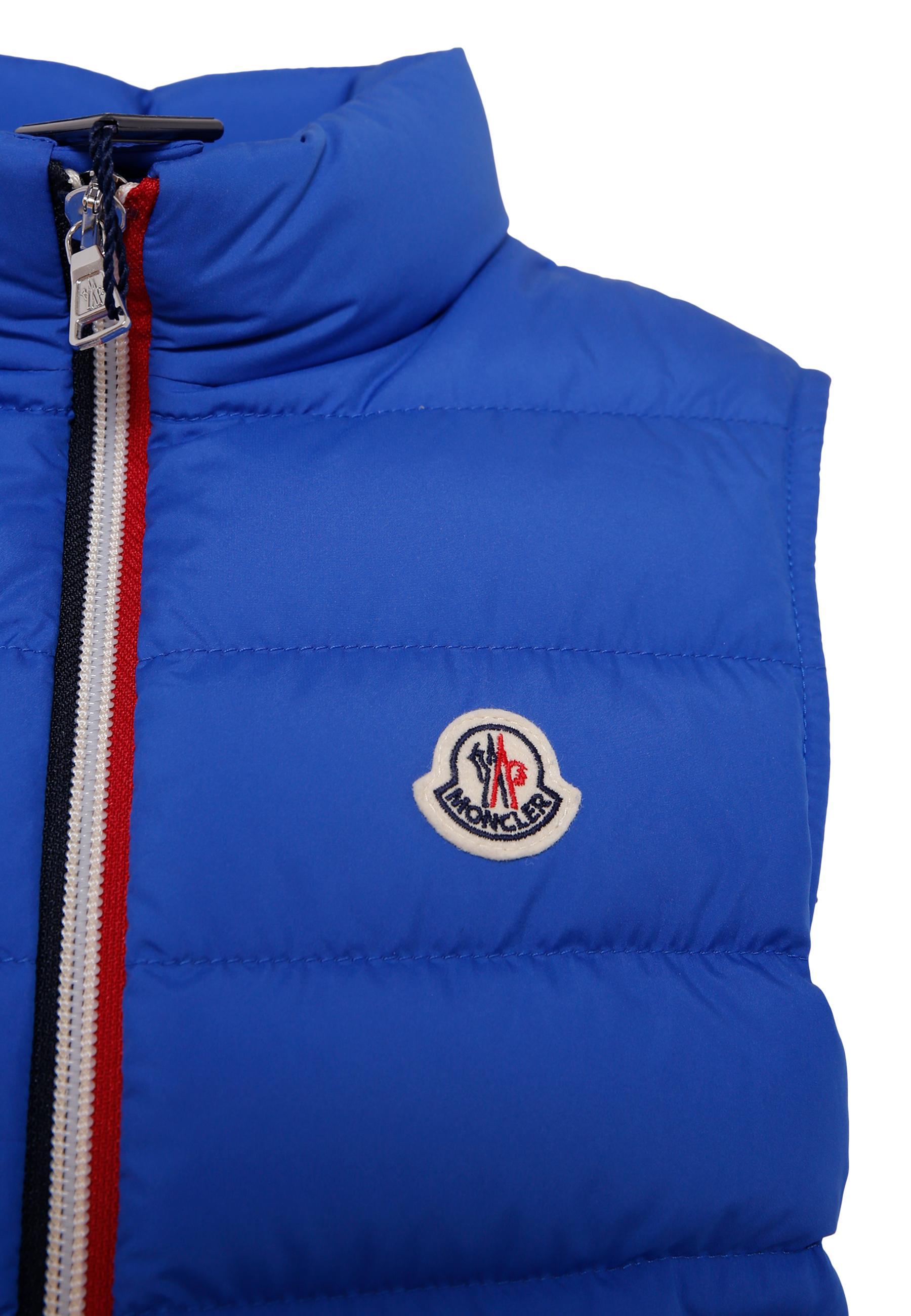 Moncler Sleeveless Cotton Vest In Blue