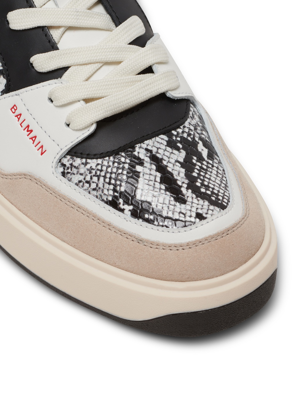Balmain B-court Flip Snakeskin-effect Leather And Suede Trainers