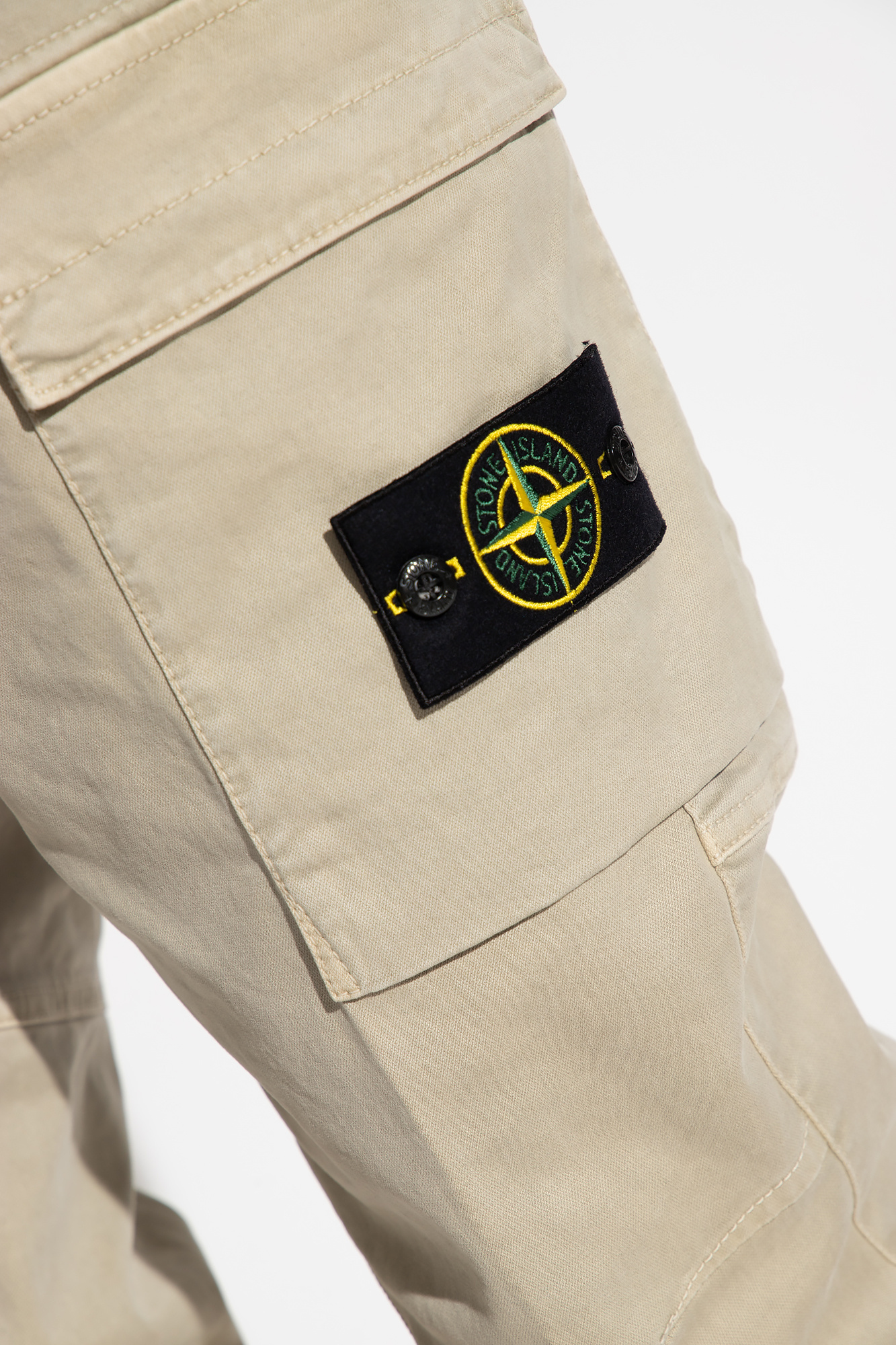 Stone Island Mid-rise Tapered-leg Cargo Trousers In Nude