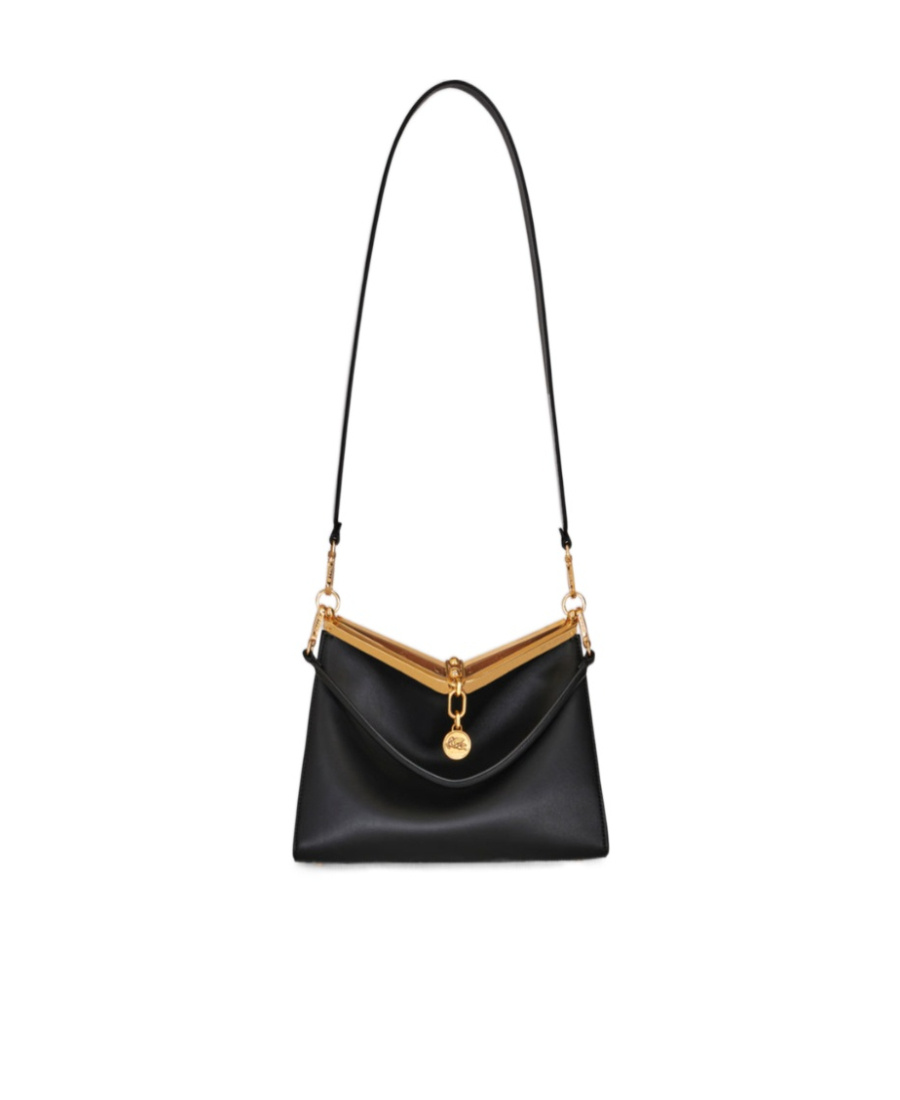 Etro 'small Vela' Black Shoulder Bag With Logo And Pegasus Charm In Black