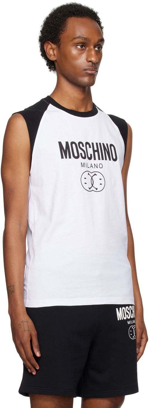 Moschino Logo Print Sleeveless T-shirt In White