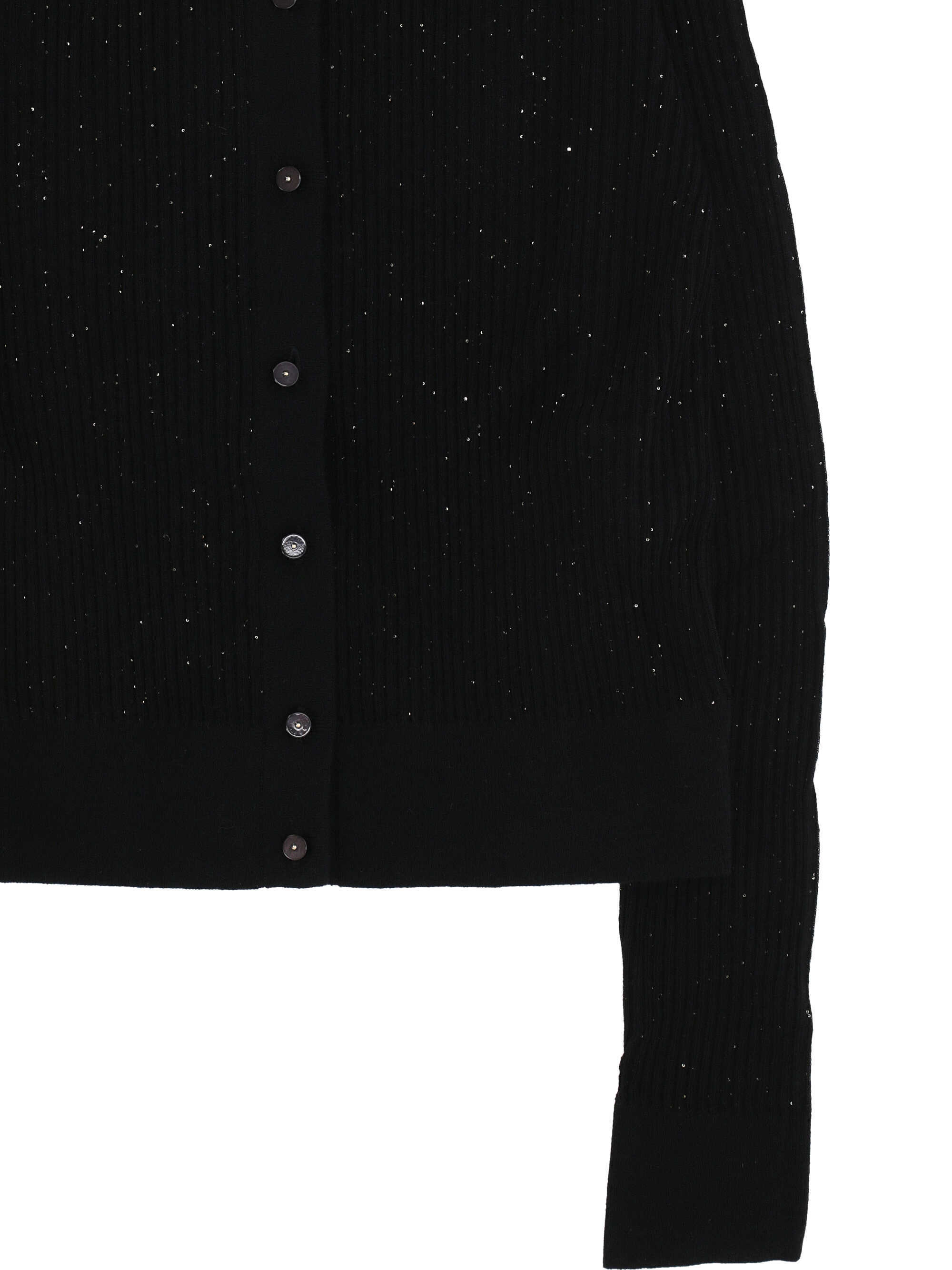 Max Mara Wool And Silk Crew Neck Cardigan In Black