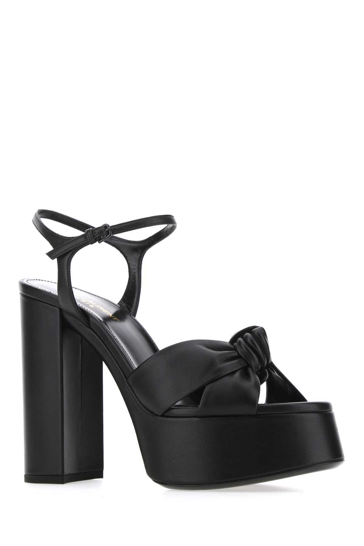 Saint Laurent Knot Detail 145mm Platform Sandals In Black