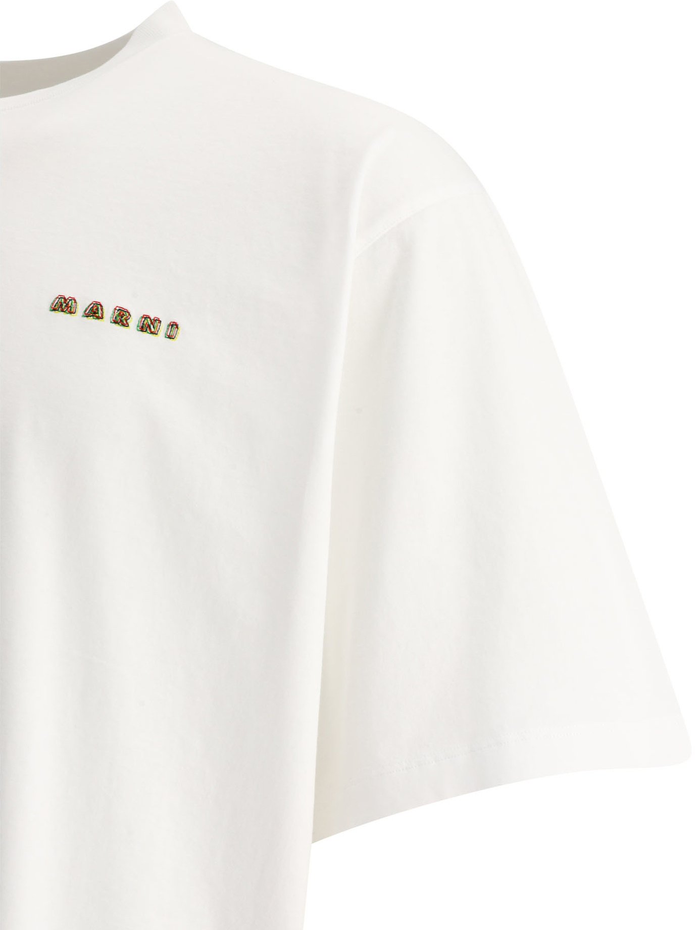 Marni Logo-embroidered Cotton T-shirt In White
