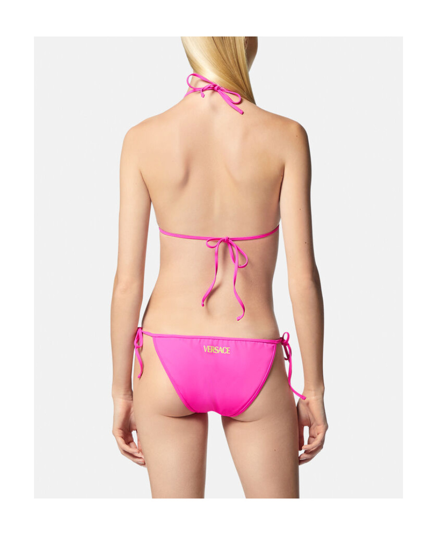 Versace Reversible Logo Orchid Bikini Bottoms In Pink