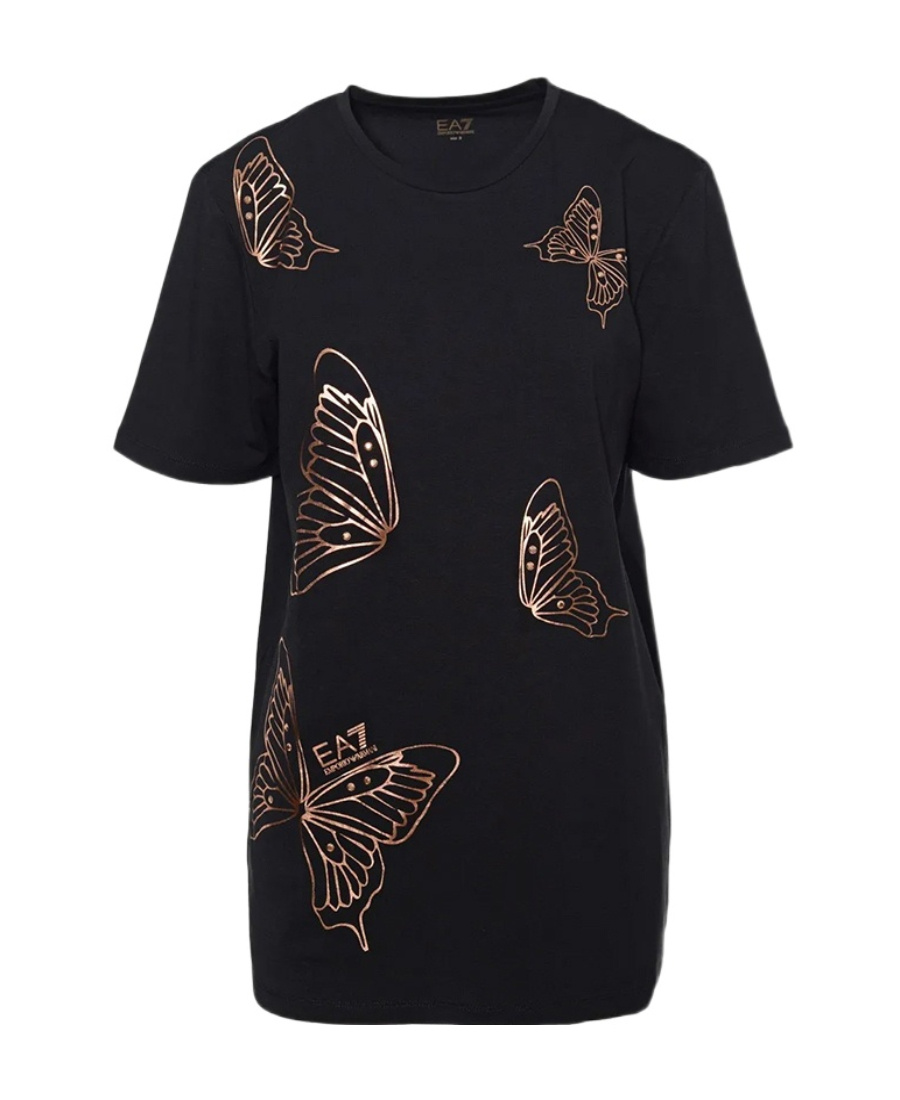 Ea7 T-shirt With Round Neck And Short Sleeves In Black