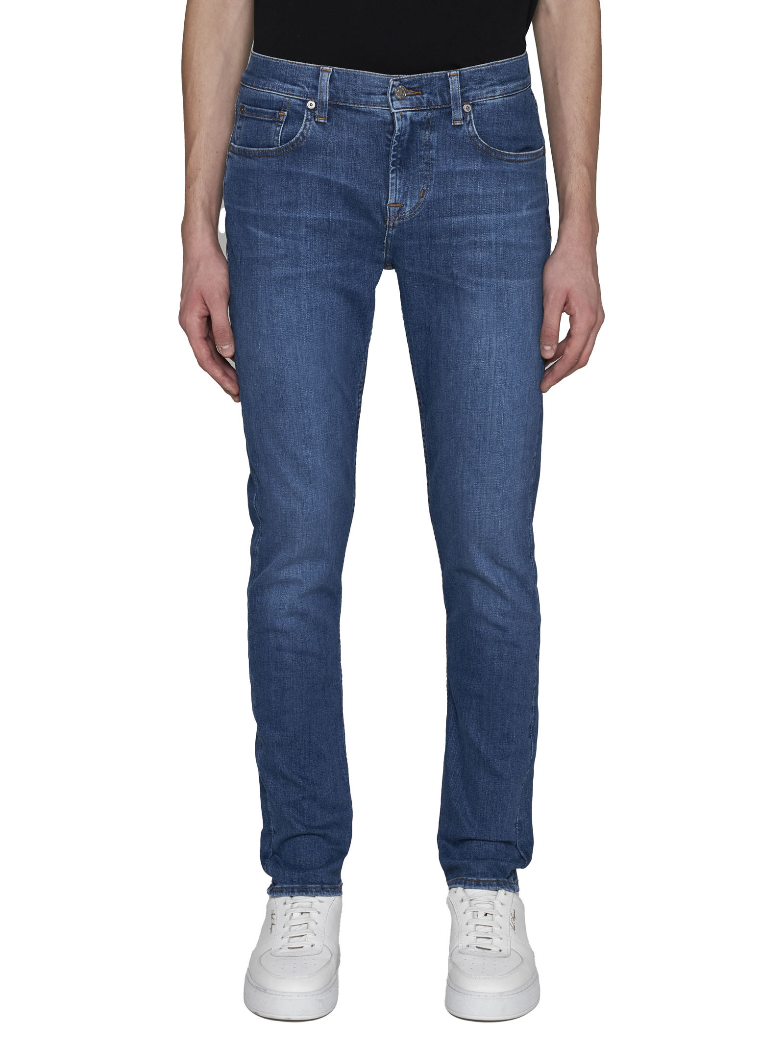 7 For All Mankind Slim-leg Cotton Jeans In Blue