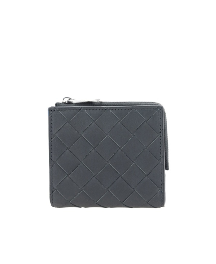 Bottega Veneta Intrecciato Leather Wallet In Gray