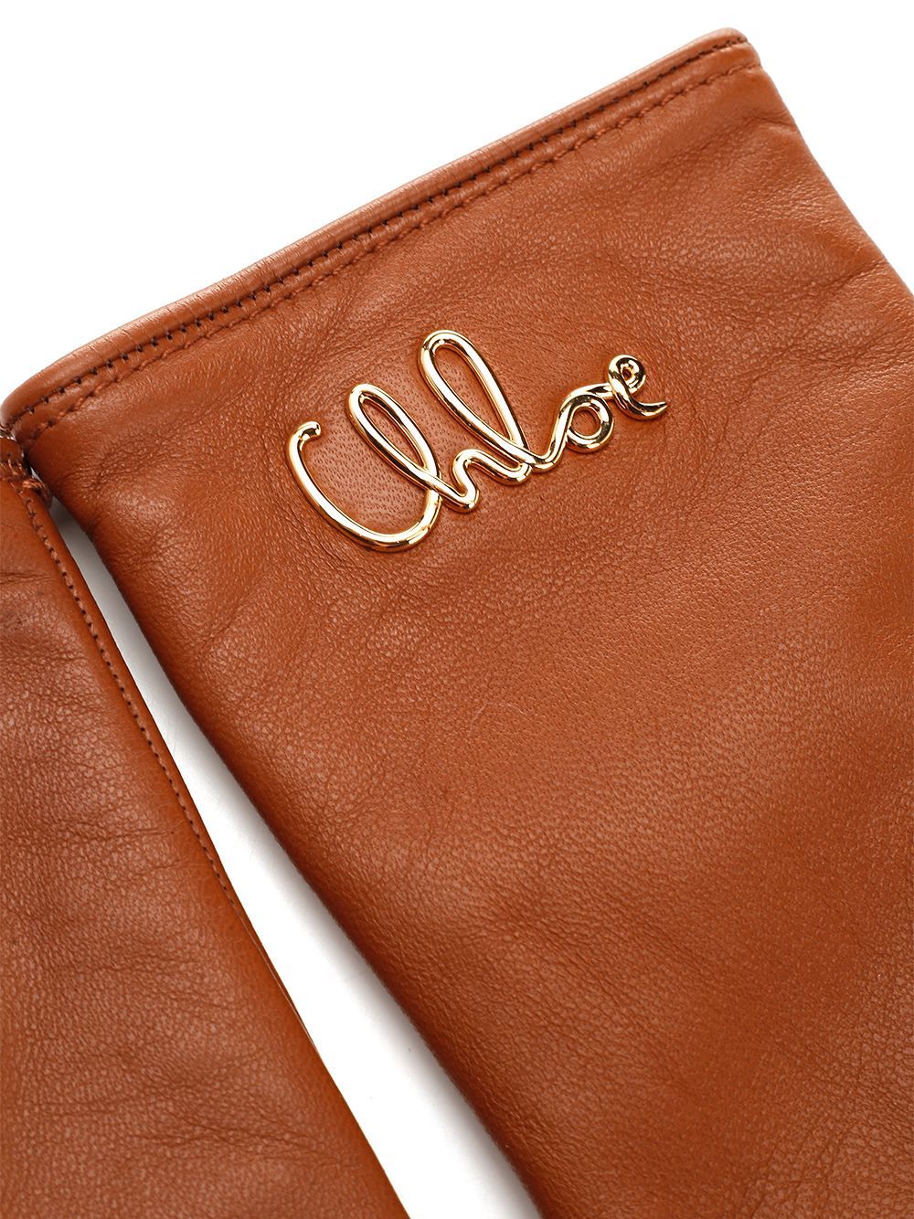 Chloé Logo Gloves In Brown