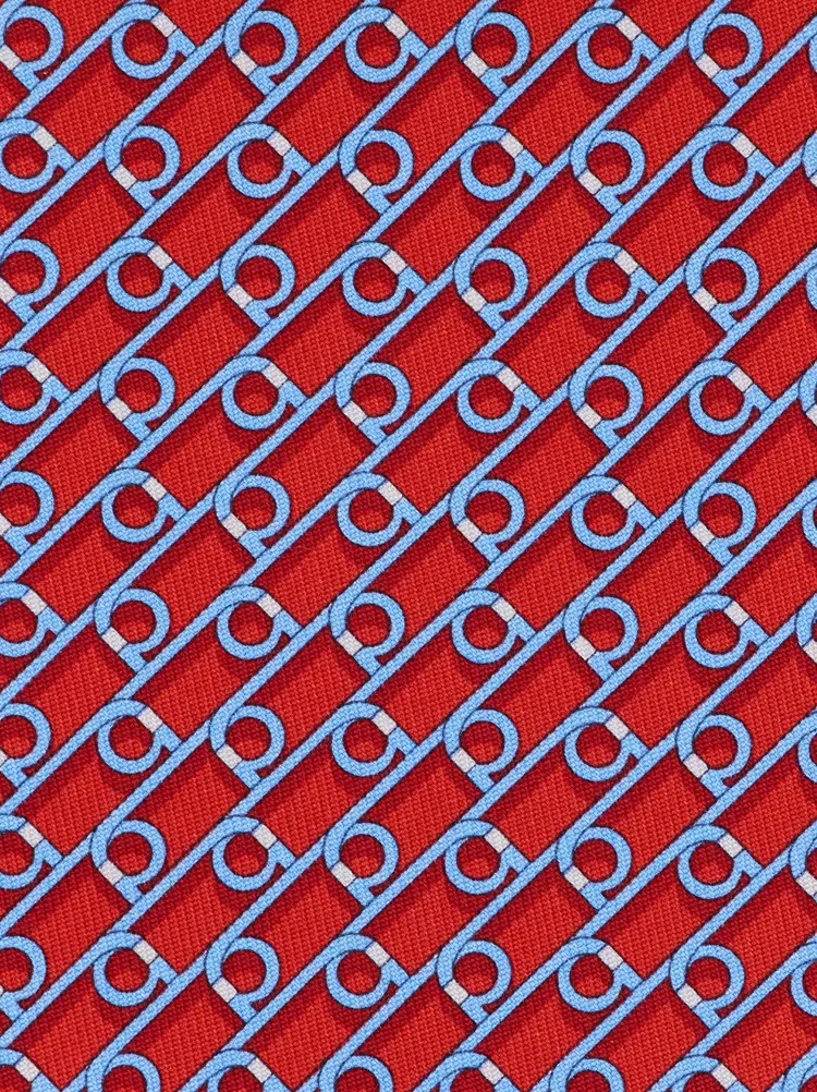 Ferragamo Gancini Printed Tie In Red