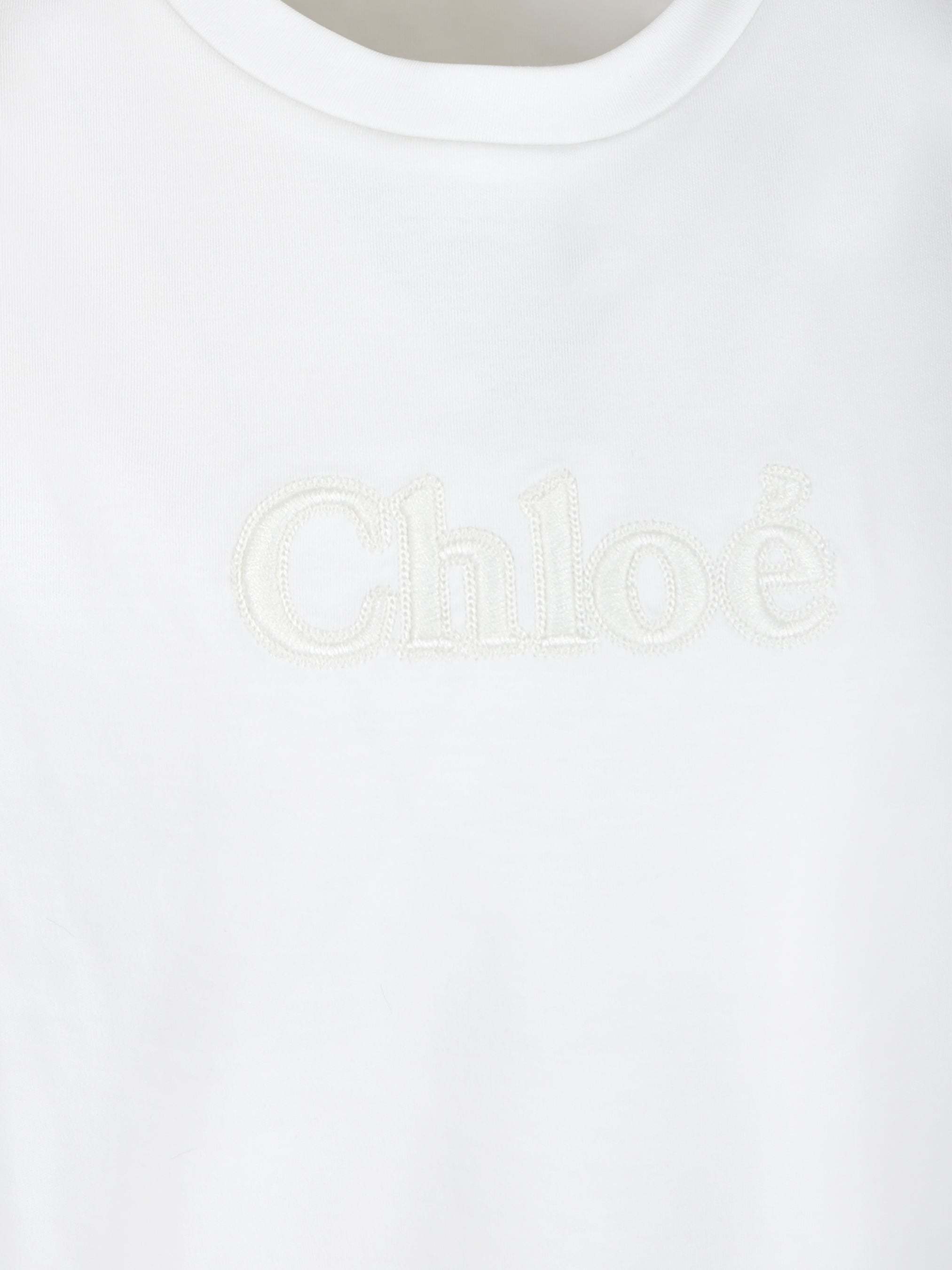 Chloé Embroidered-logo Cotton T-shirt In White