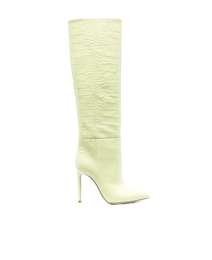 Paris Texas Croc-effect Leather Knee-high Boots In Nude