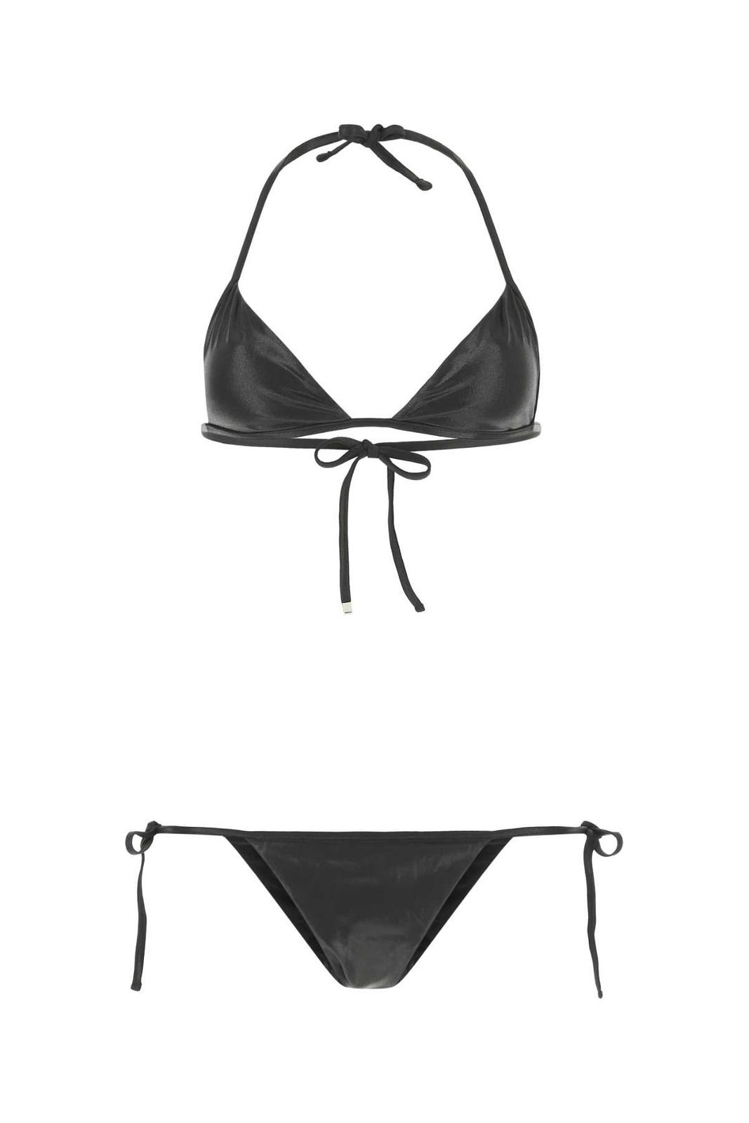 Attico Sheen Triangle Bikini Set In Black