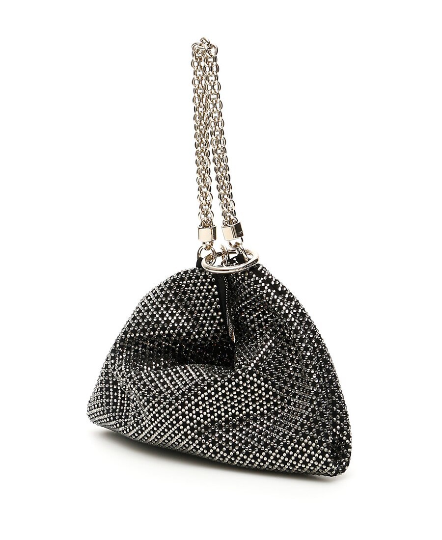 Jimmy Choo Callie Diamond Motif Crystal Hotfix Clutch In Black