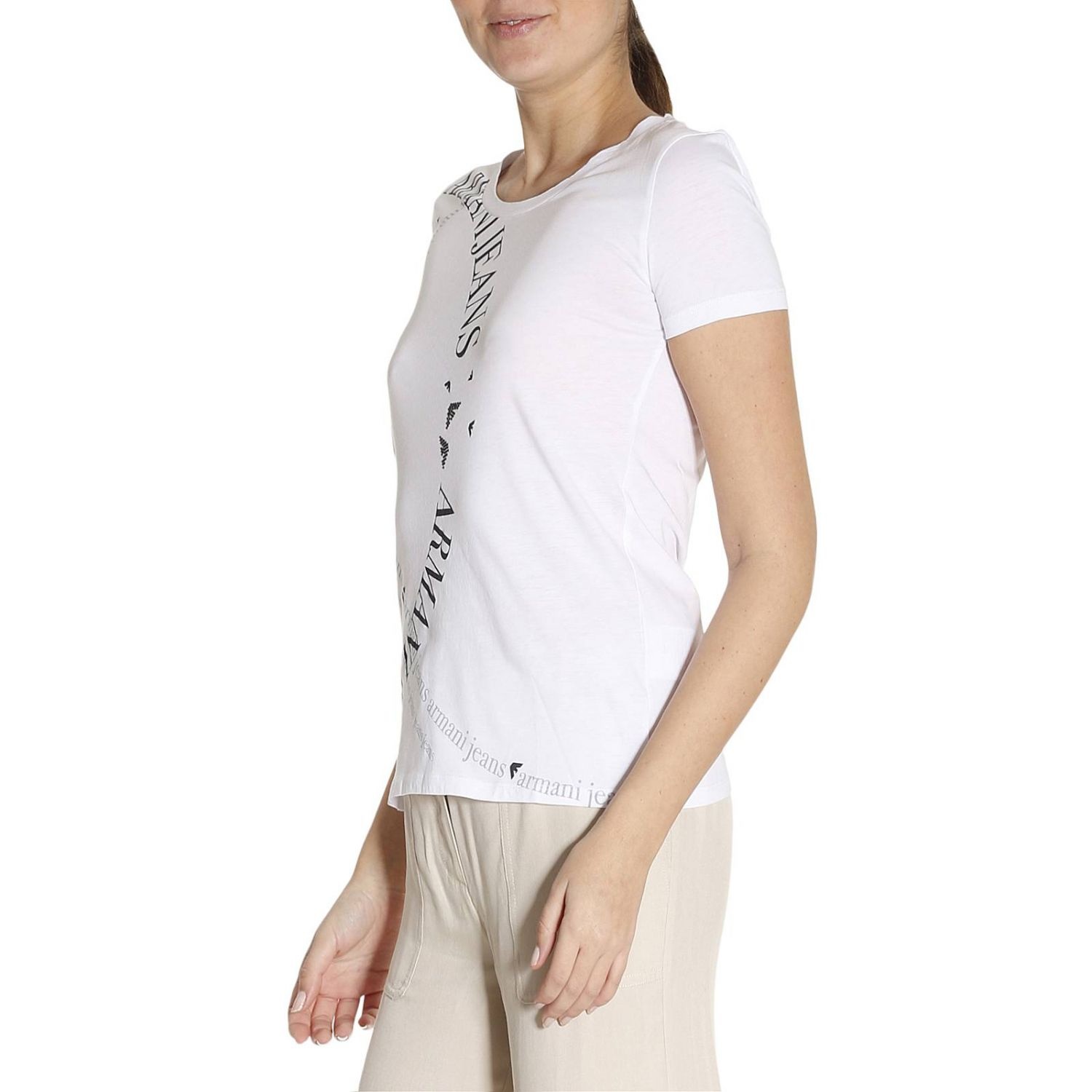 Shop Armani Jeans Logo Details T-shirt In White