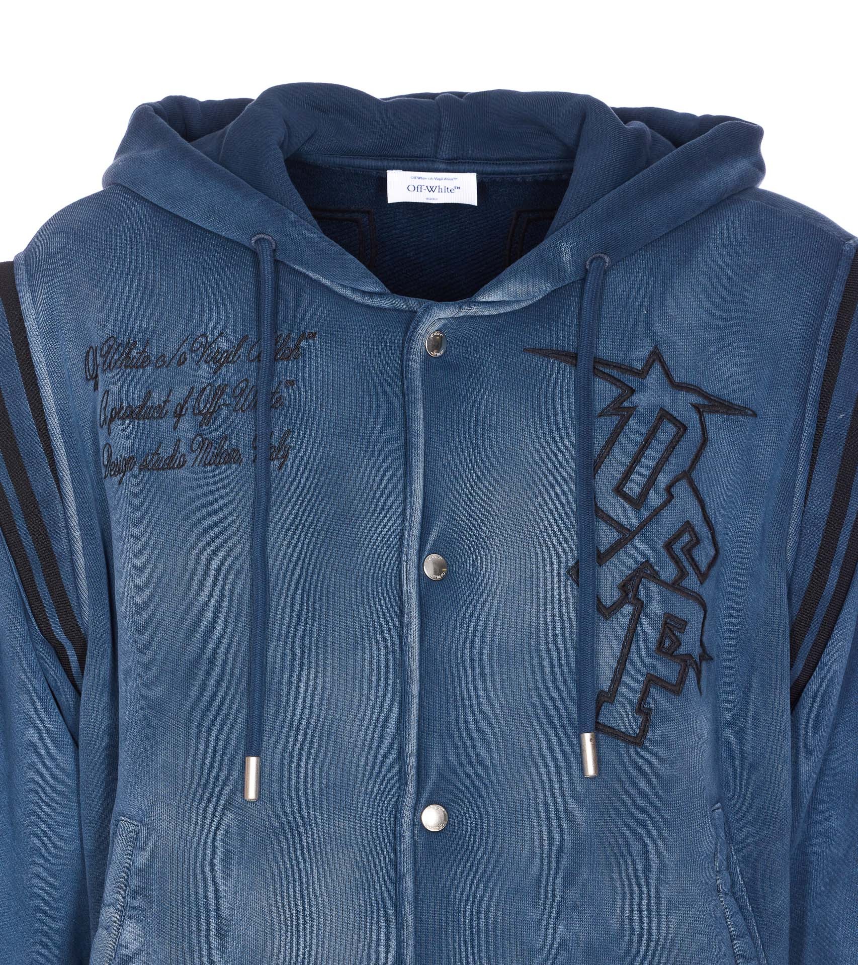 Off-white Hooded Sweater With Drawstring And Pockets In Blue