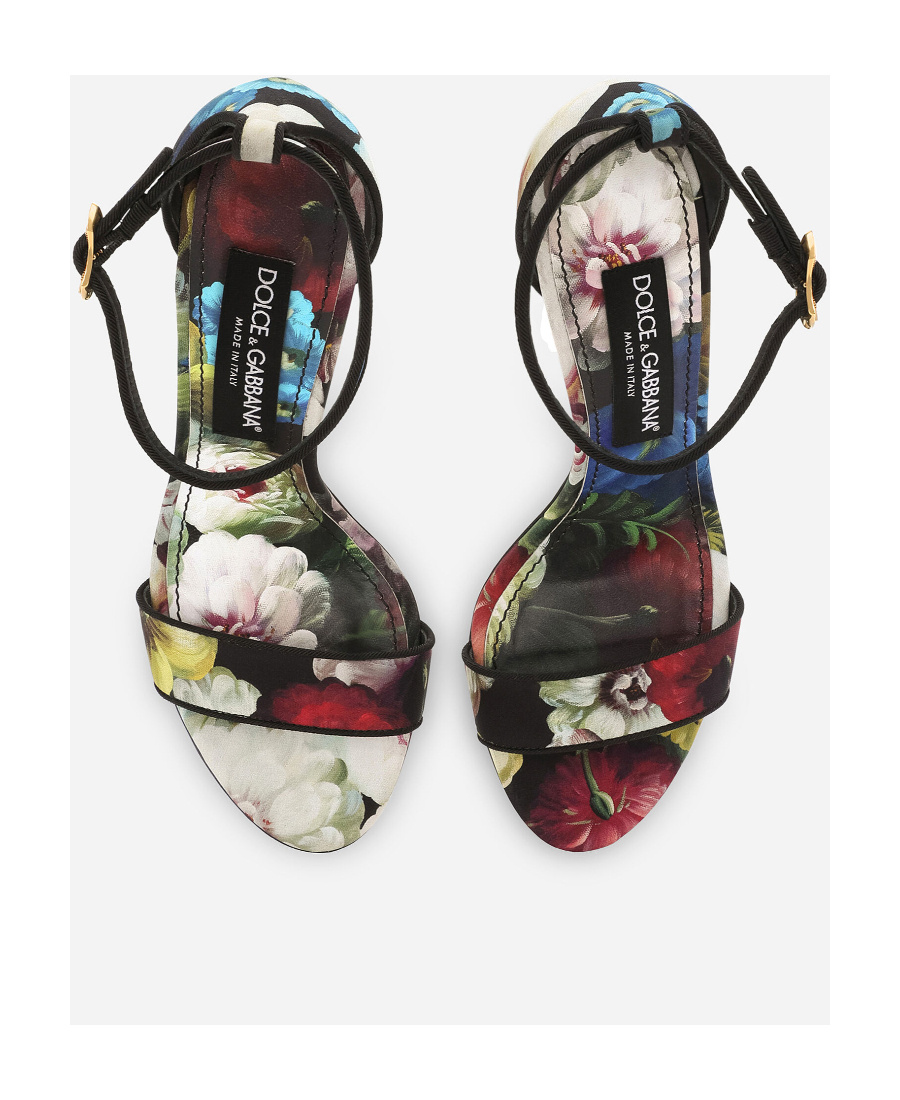 Dolce & Gabbana Keira 105 Floral Satin Sandals In Black