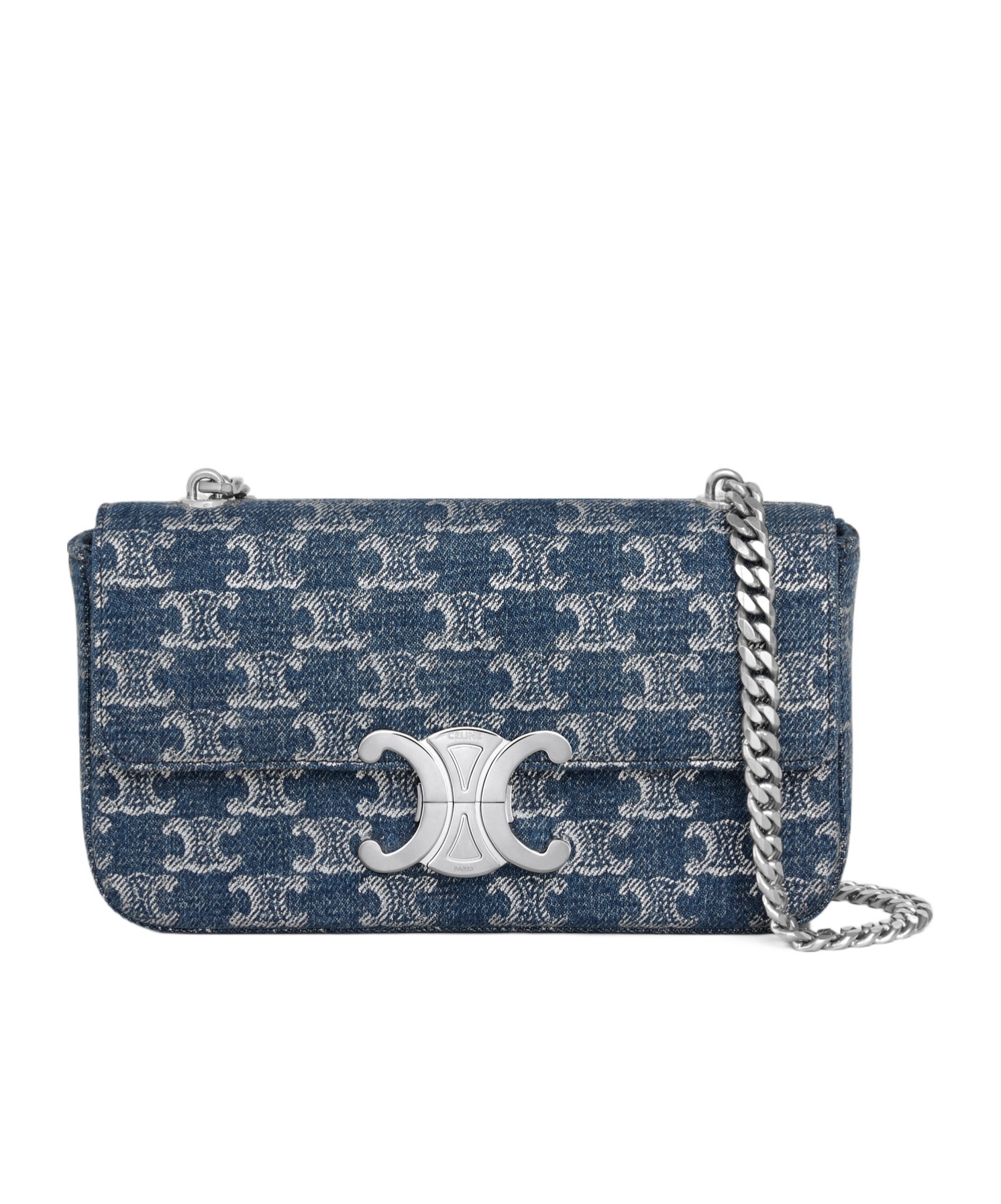 Celine Claude Chain Shoulder Bag In Gray