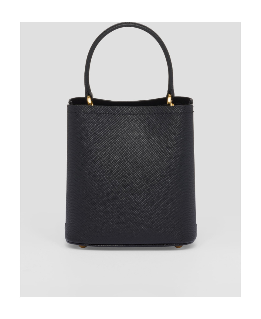 Prada Small Saffiano Leather Bucket Bag In Black