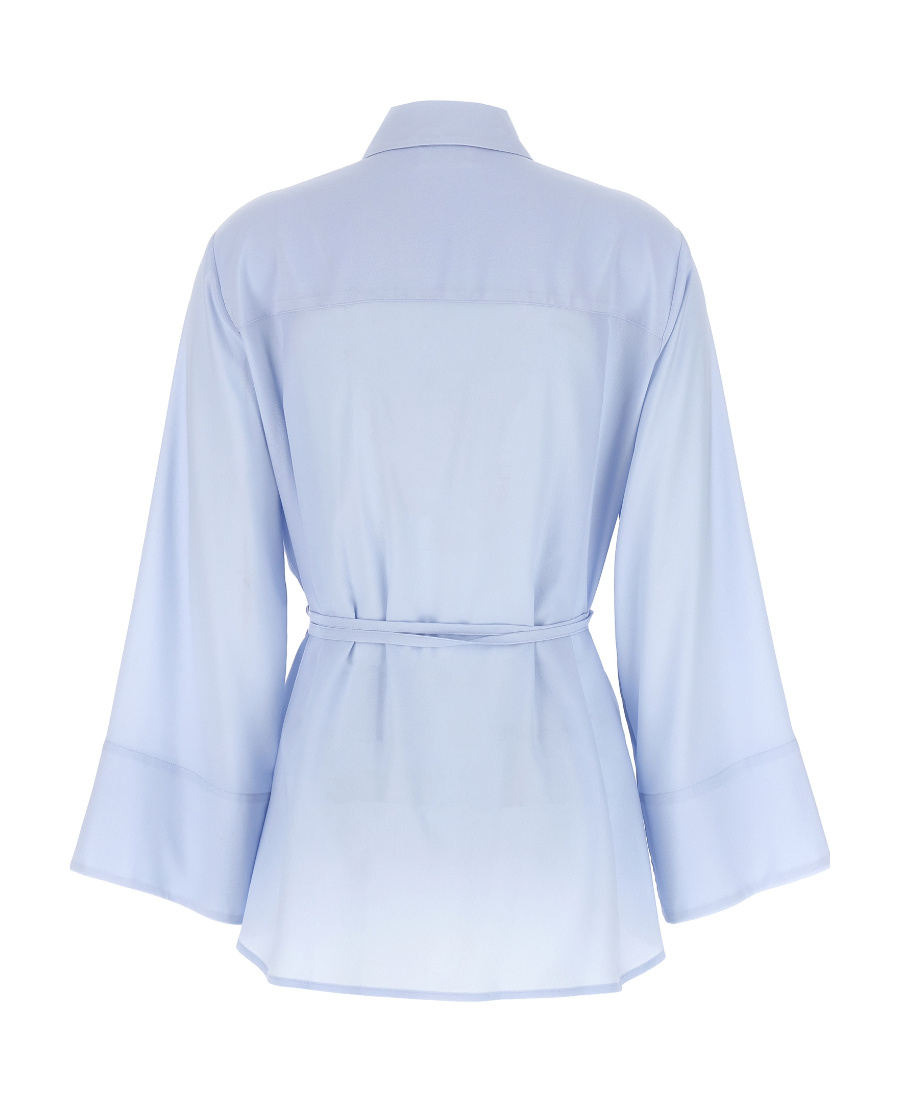 P.a.r.o.s.h Light Blue Shirt With Ruffles In Blue