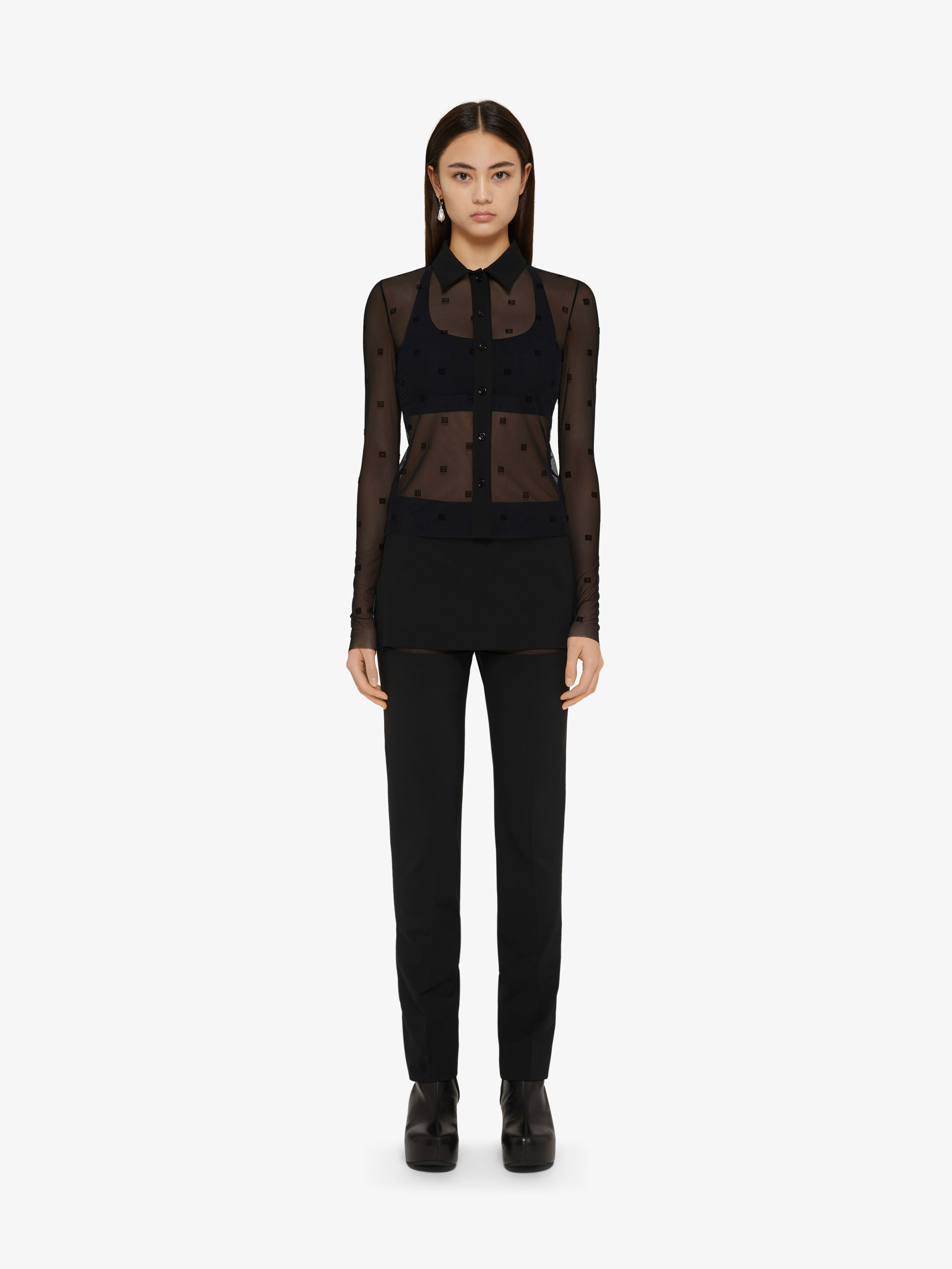 Givenchy Sheer 4g Logo Blouse In Black