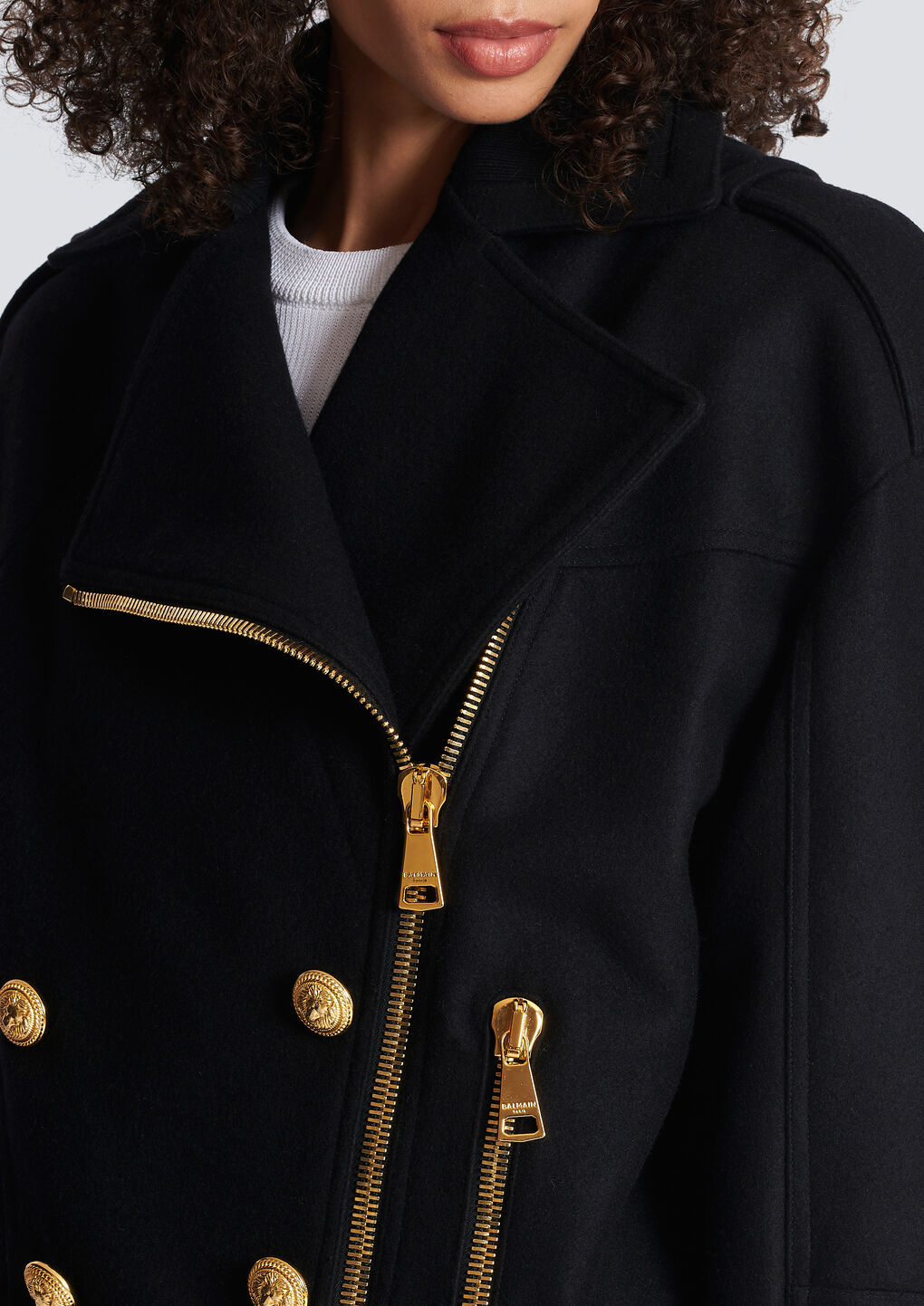 Balmain Zip-up Wool Jacket In Black