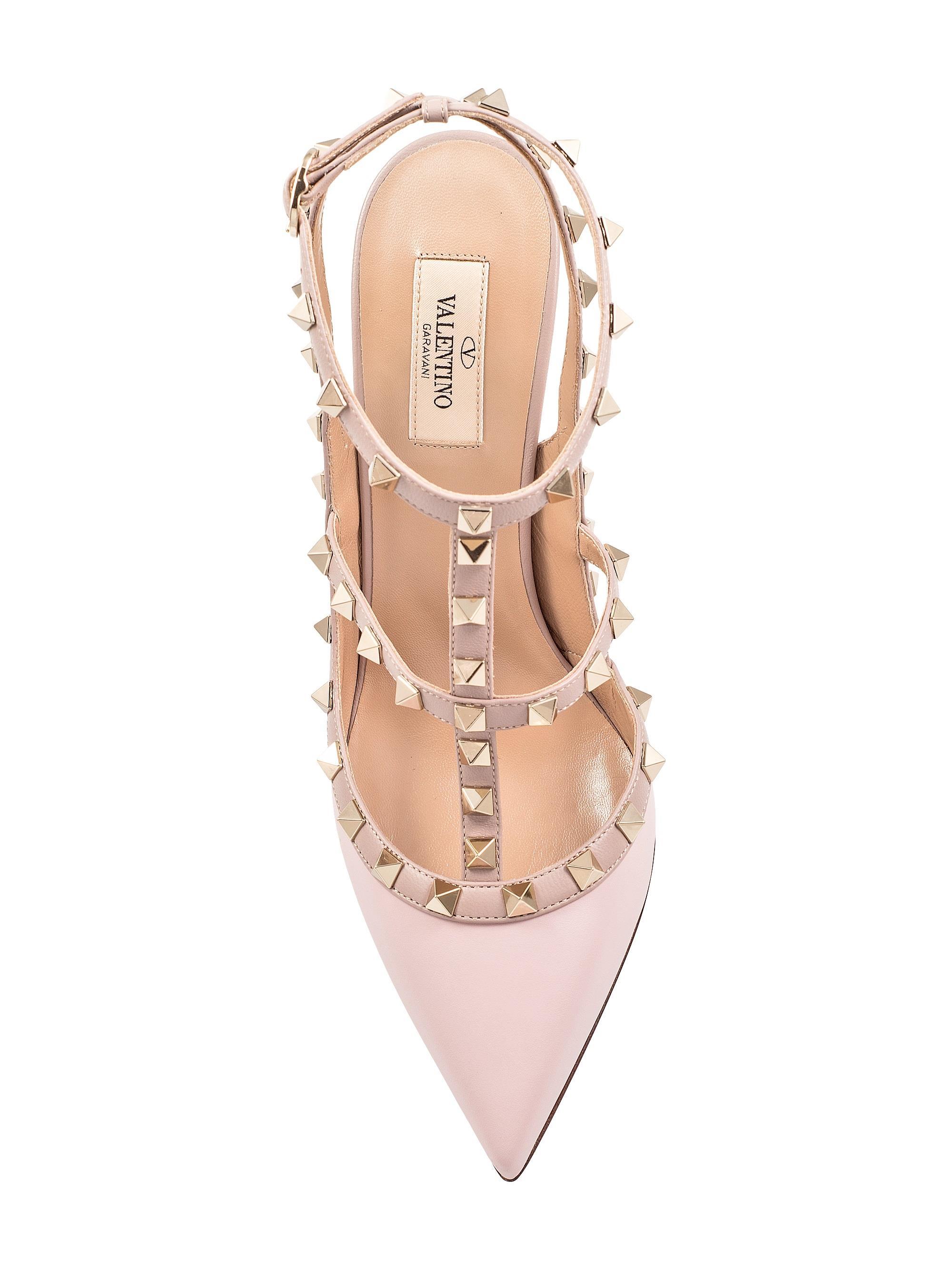 Valentino Rivet Leather High Heels In Nude