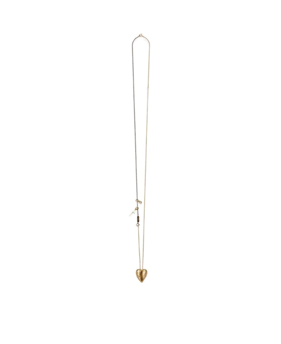 Saint Laurent Heart-shaped Cowrie Shell Necklace In Multicolor