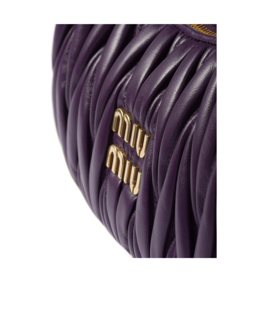 Miu Miu Mini Wander Quilted Leather Hobo Bag In Purple