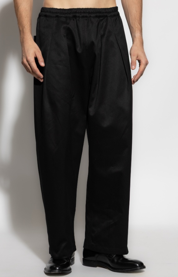 Maison Margiela Pleat-detailed Drawstring Trousers In Black